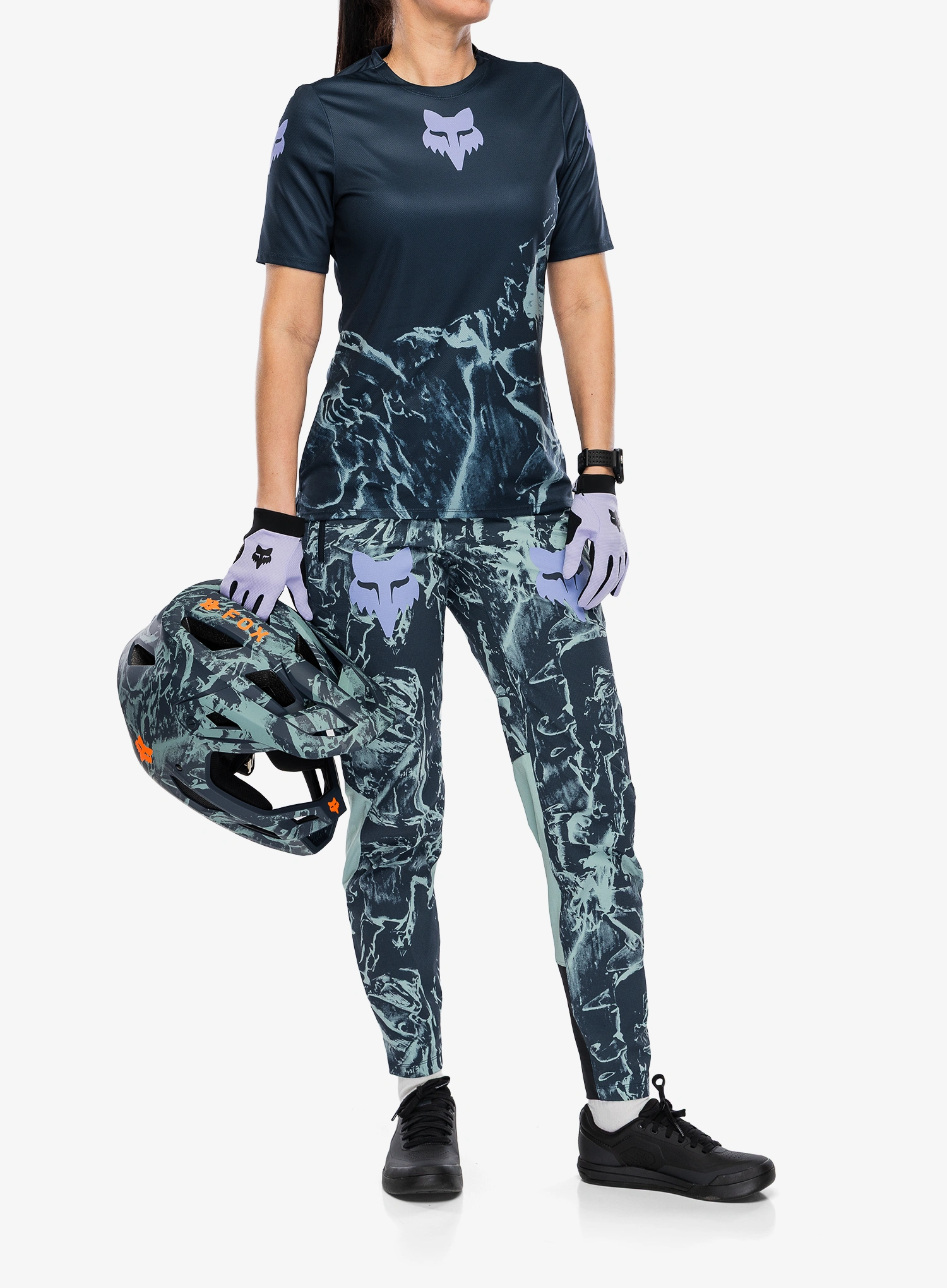 Dámské cyklistické triko Fox Ranger SS Jersey Img Print - arctic blue