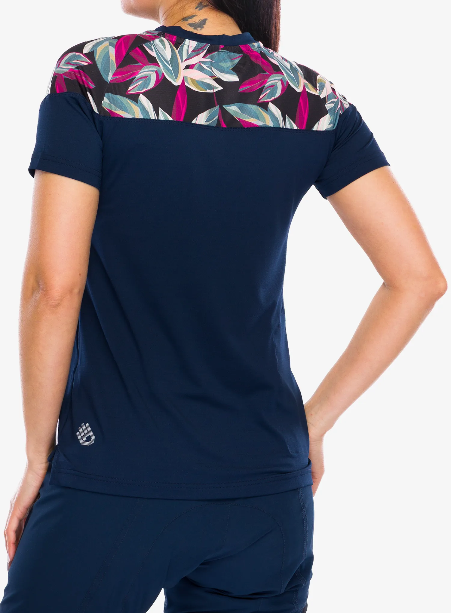 Dámské cyklistické tričko Sensor Helium Jersey SS - deep blue/leaves