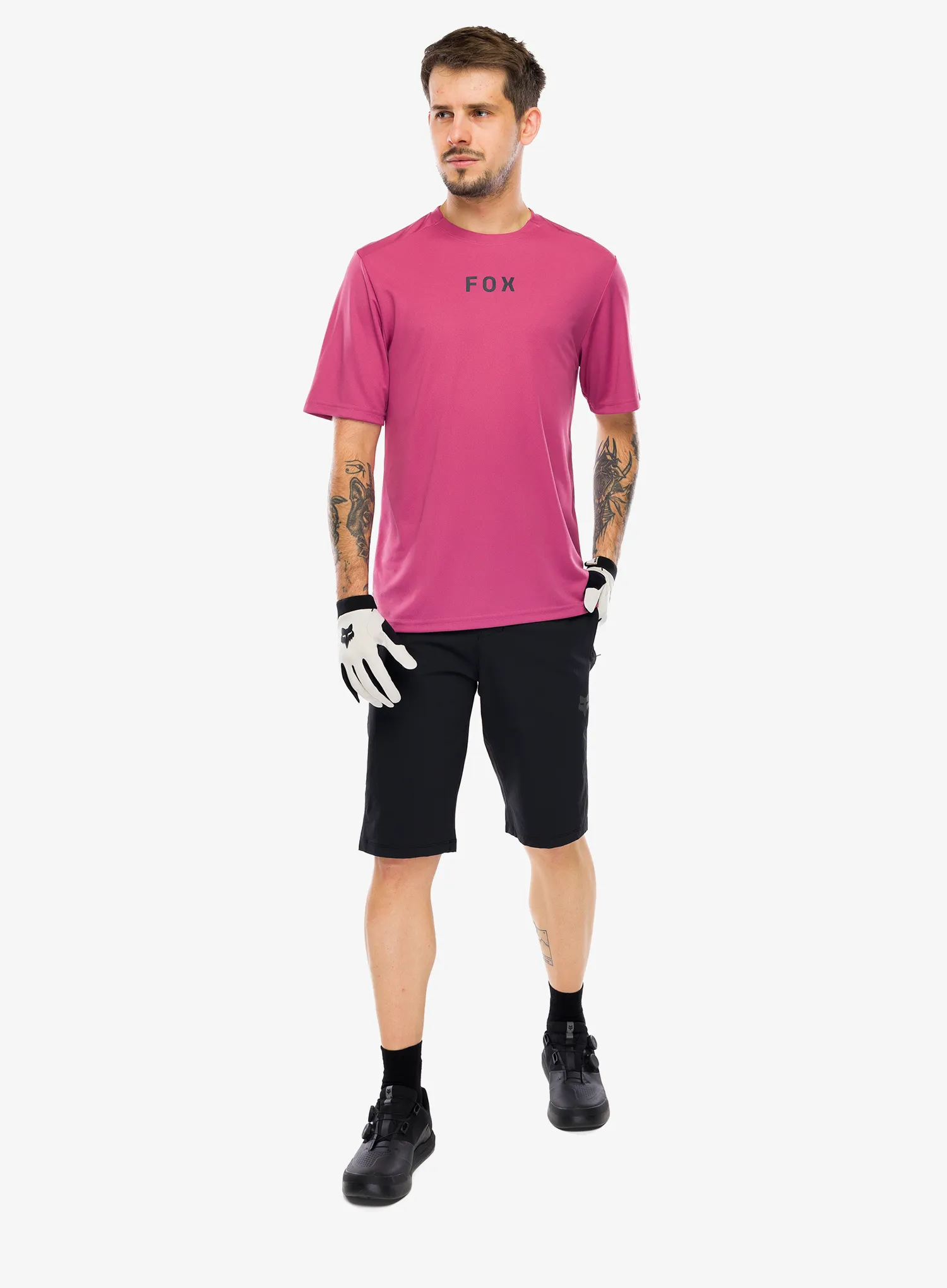 Cyklistické triko Fox Ranger SS Jersey Wordmark - berry