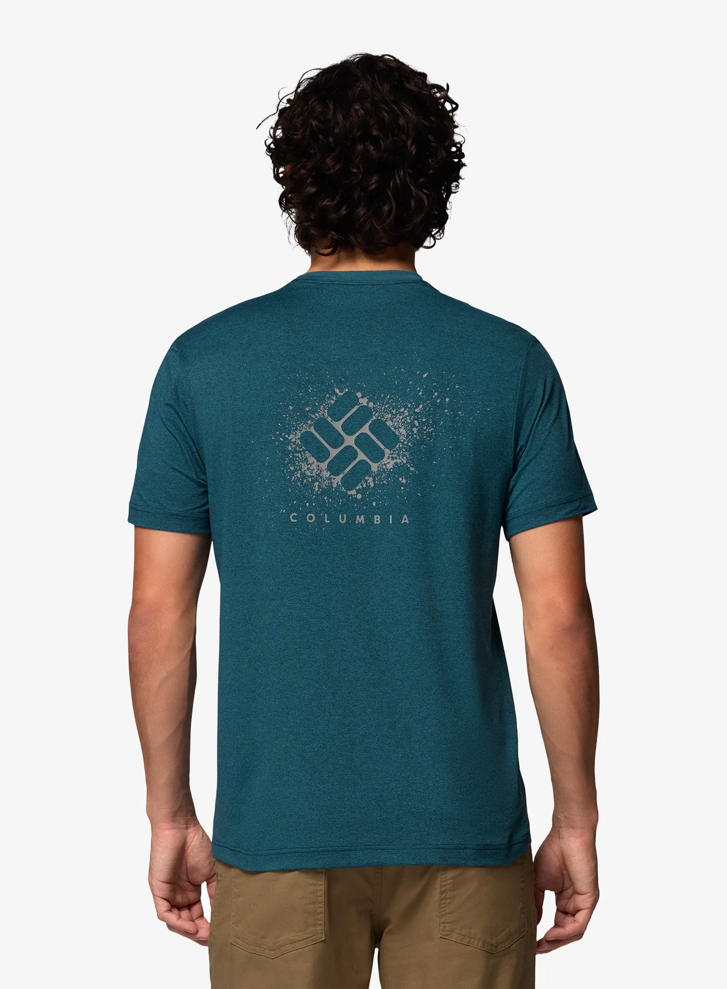Rychleschnoucí triko Columbia Parsons Point S/S Back Graphic Tee - everblue heather/splatter gem