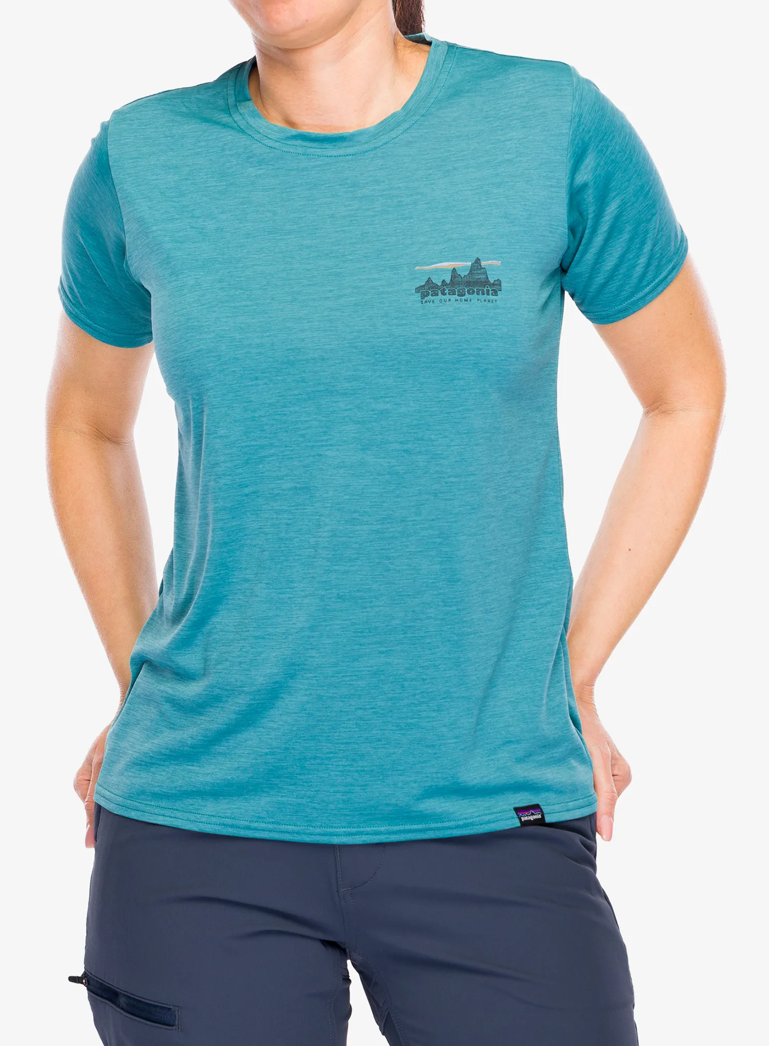 Dámské rychleschnoucí triko Patagonia Cap Cool Daily Graphic Shirt - 73 skyline/wetland blue x-dye