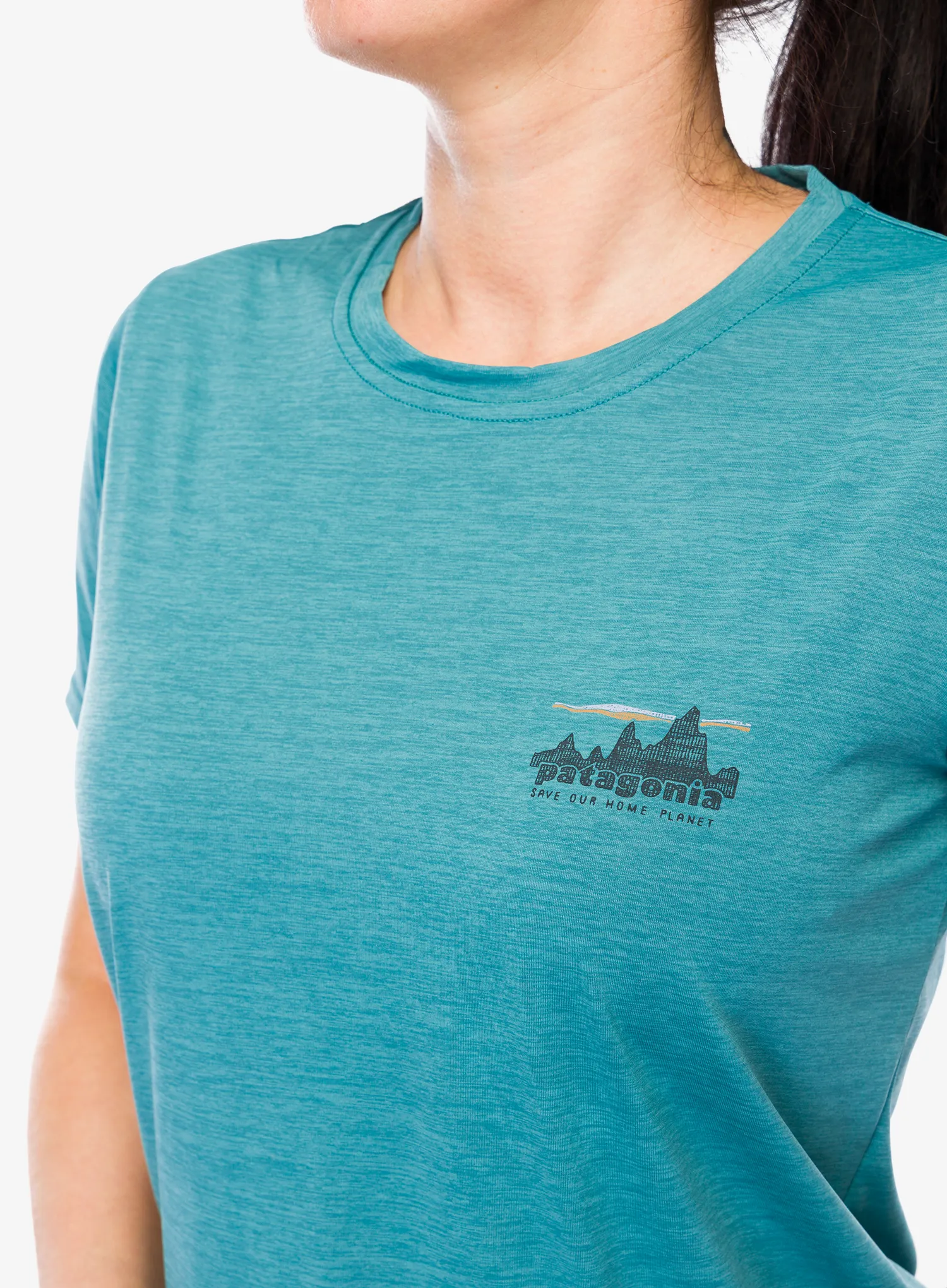 Dámské rychleschnoucí triko Patagonia Cap Cool Daily Graphic Shirt - 73 skyline/wetland blue x-dye