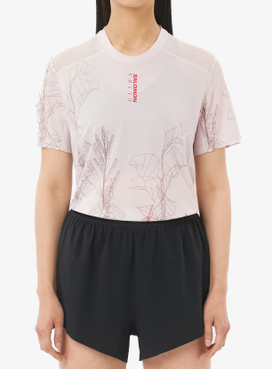 Dámské rychleschnoucí triko Salomon S/Lab Ultra TEE AOP - lilac ash