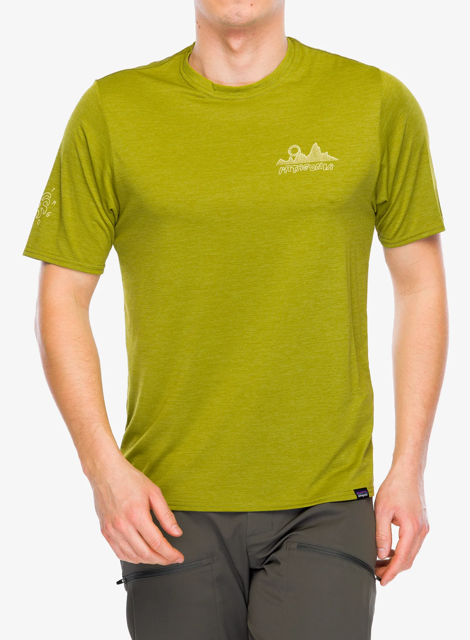 Rychleschnoucí triko Patagonia Cap Cool Daily Graphic Shirt Lands - wind runner/graze green
