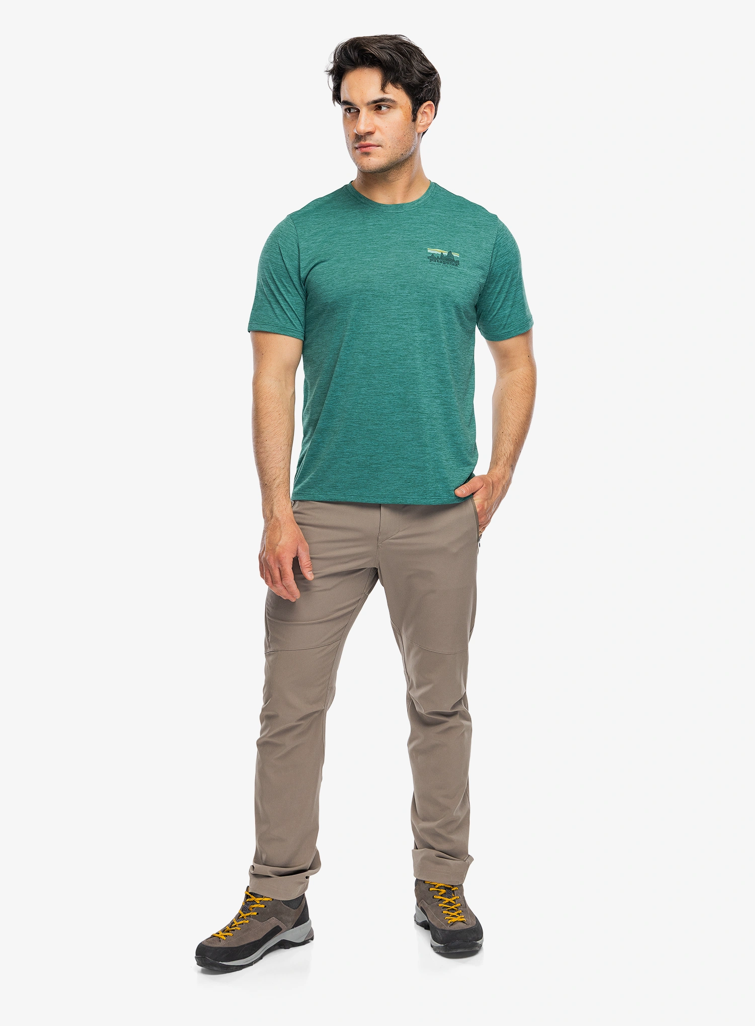 Rychleschnoucí triko Patagonia Cap Cool Daily Shirt 73 Skyline - gem green/light green x-dye