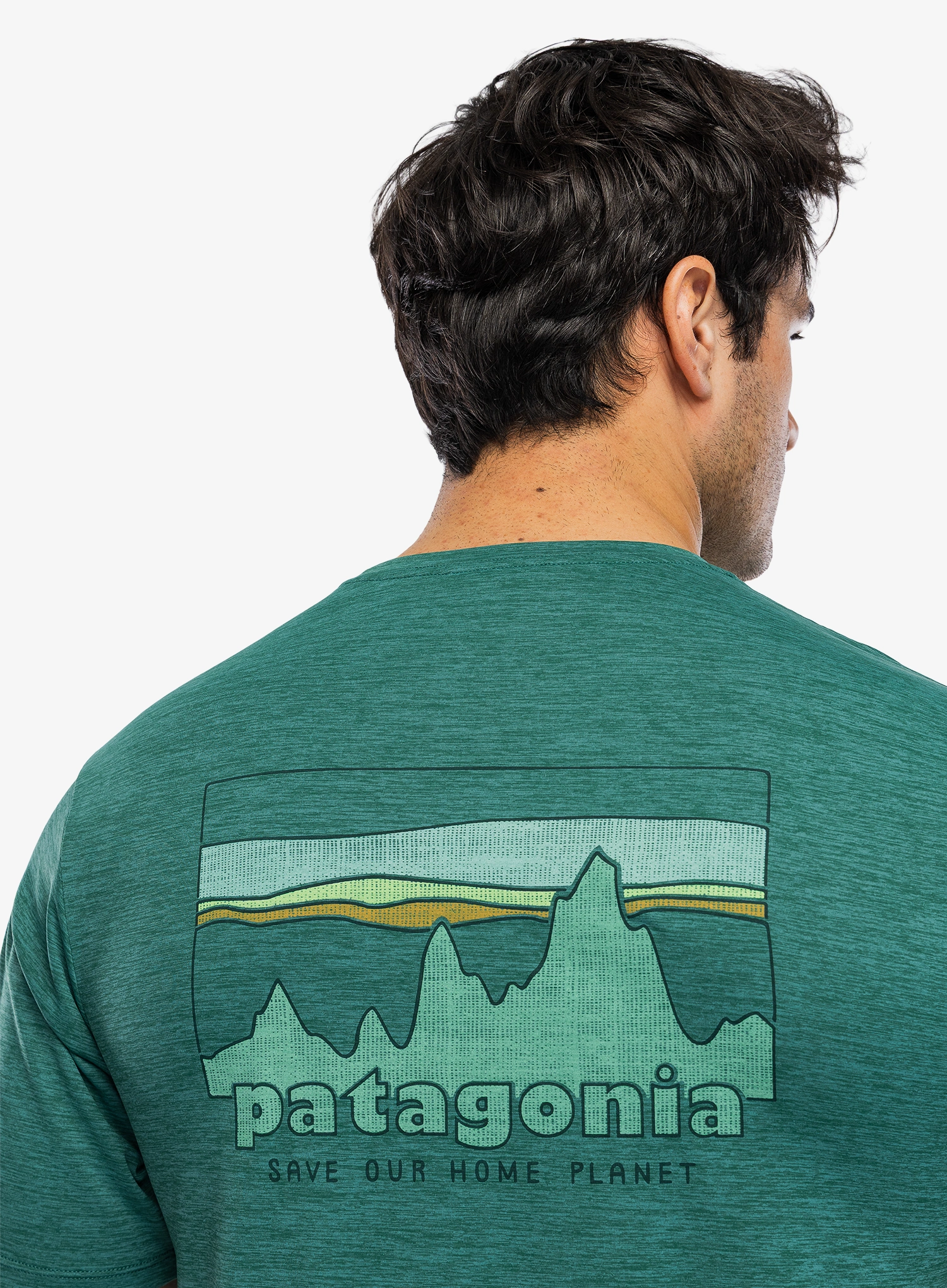 Rychleschnoucí triko Patagonia Cap Cool Daily Shirt 73 Skyline - gem green/light green x-dye