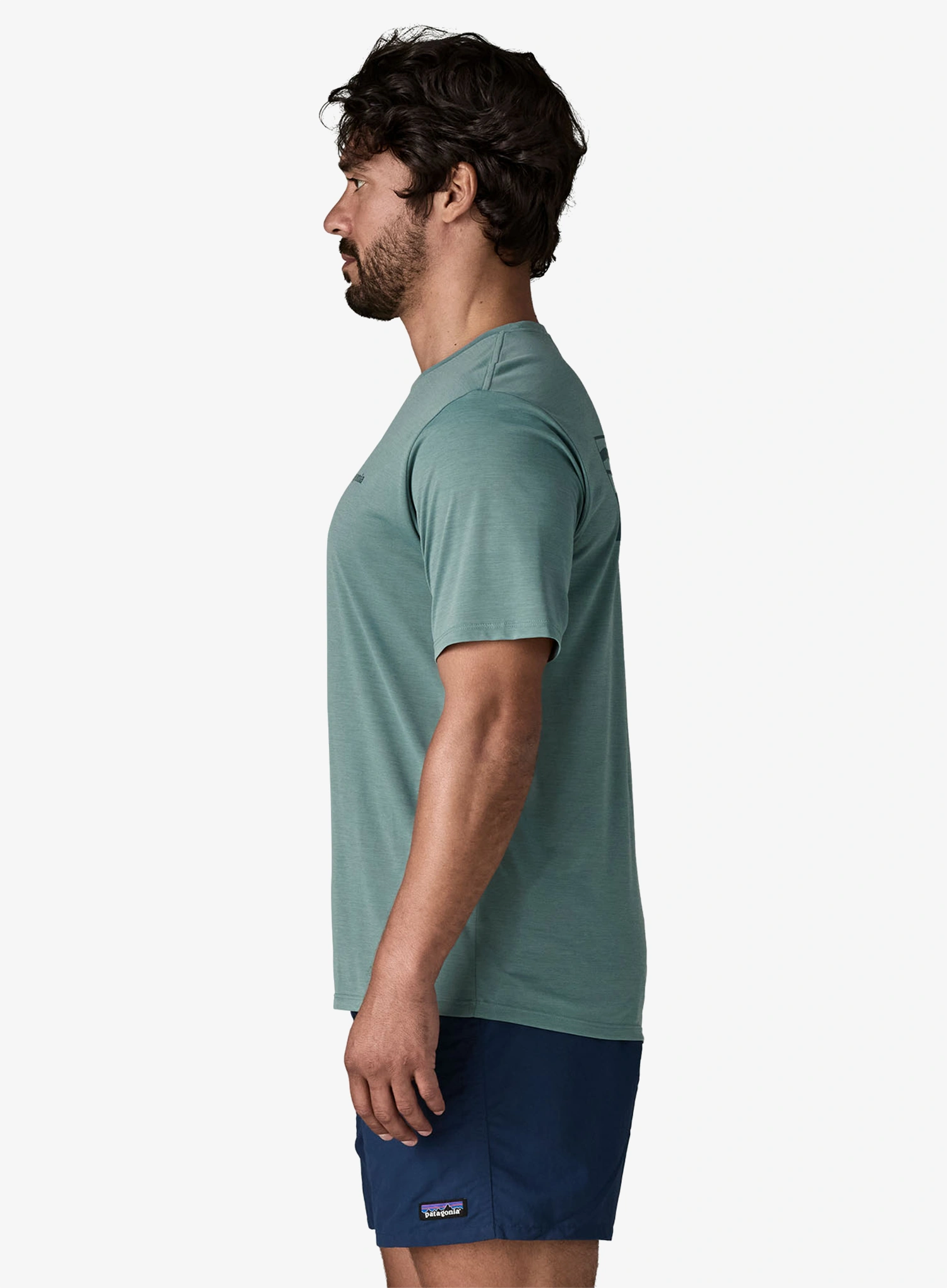 Rychleschnoucí triko Patagonia Cap Cool Daily Shirt Boardshort Logo - blue sage/l.blue sage x-dye