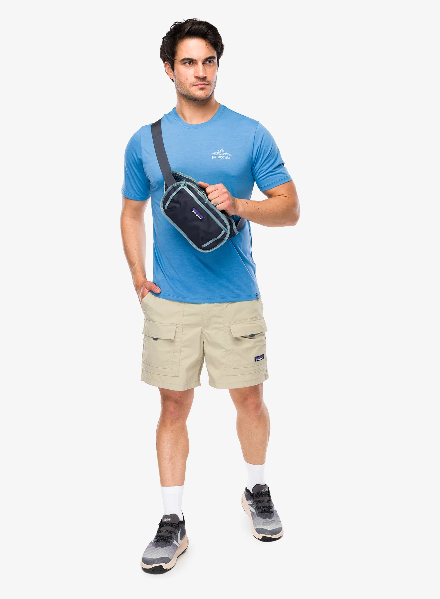 Rychleschnoucí triko Patagonia Cap Cool Daily Shirt Cloud Crag - shore blue/l.shore blue x-dye