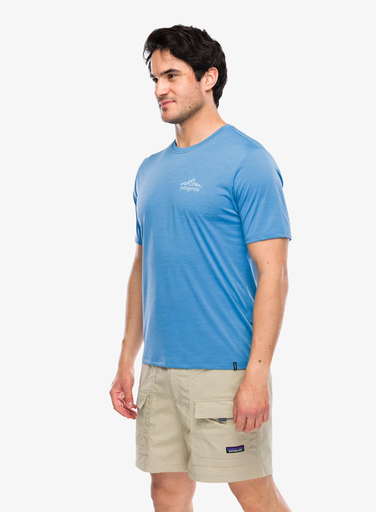 Rychleschnoucí triko Patagonia Cap Cool Daily Shirt Cloud Crag - shore blue/l.shore blue x-dye