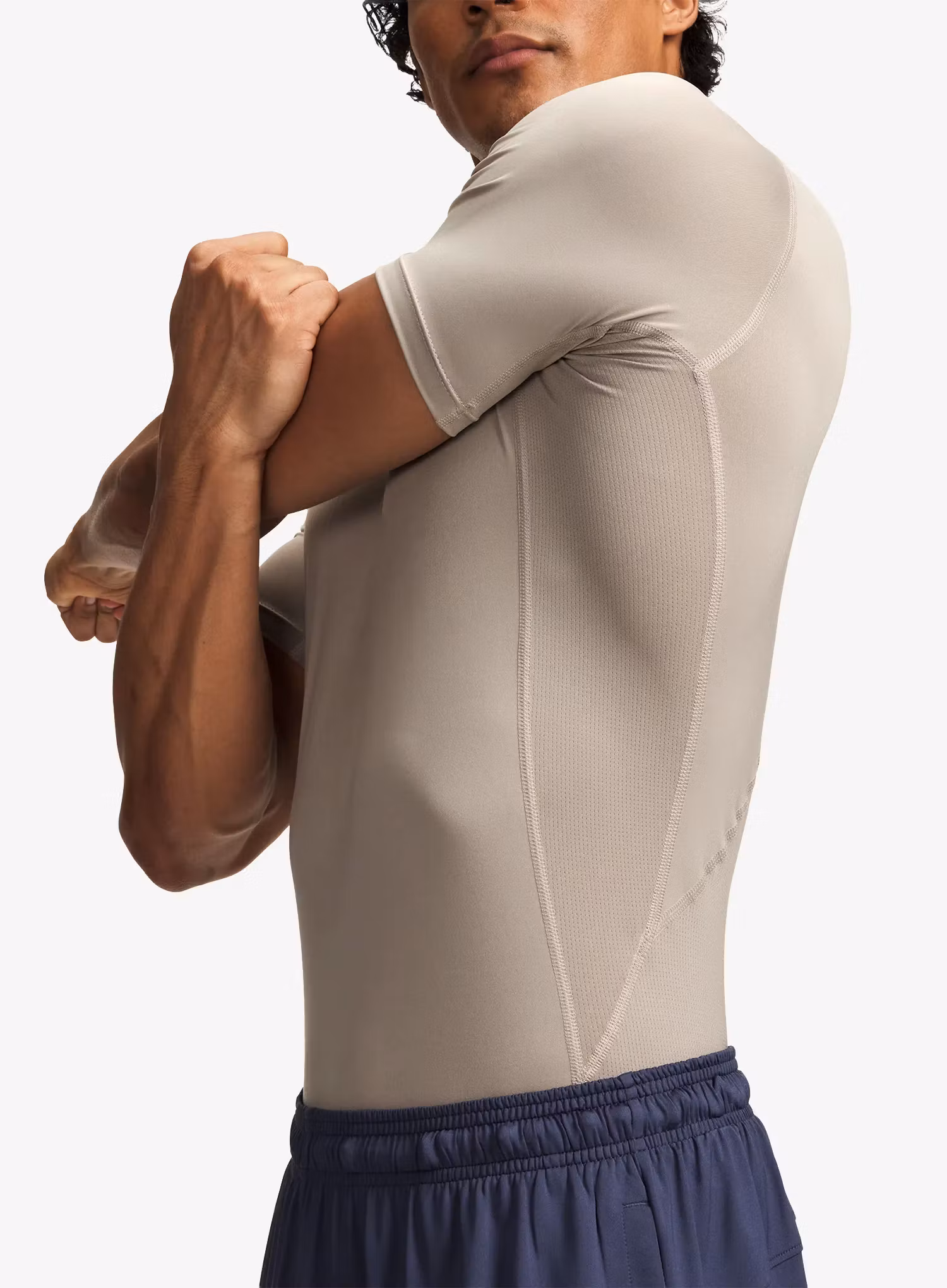 Sportovní tričko Under Armour HG Armour Comp S/S - timberwolf taupe/white