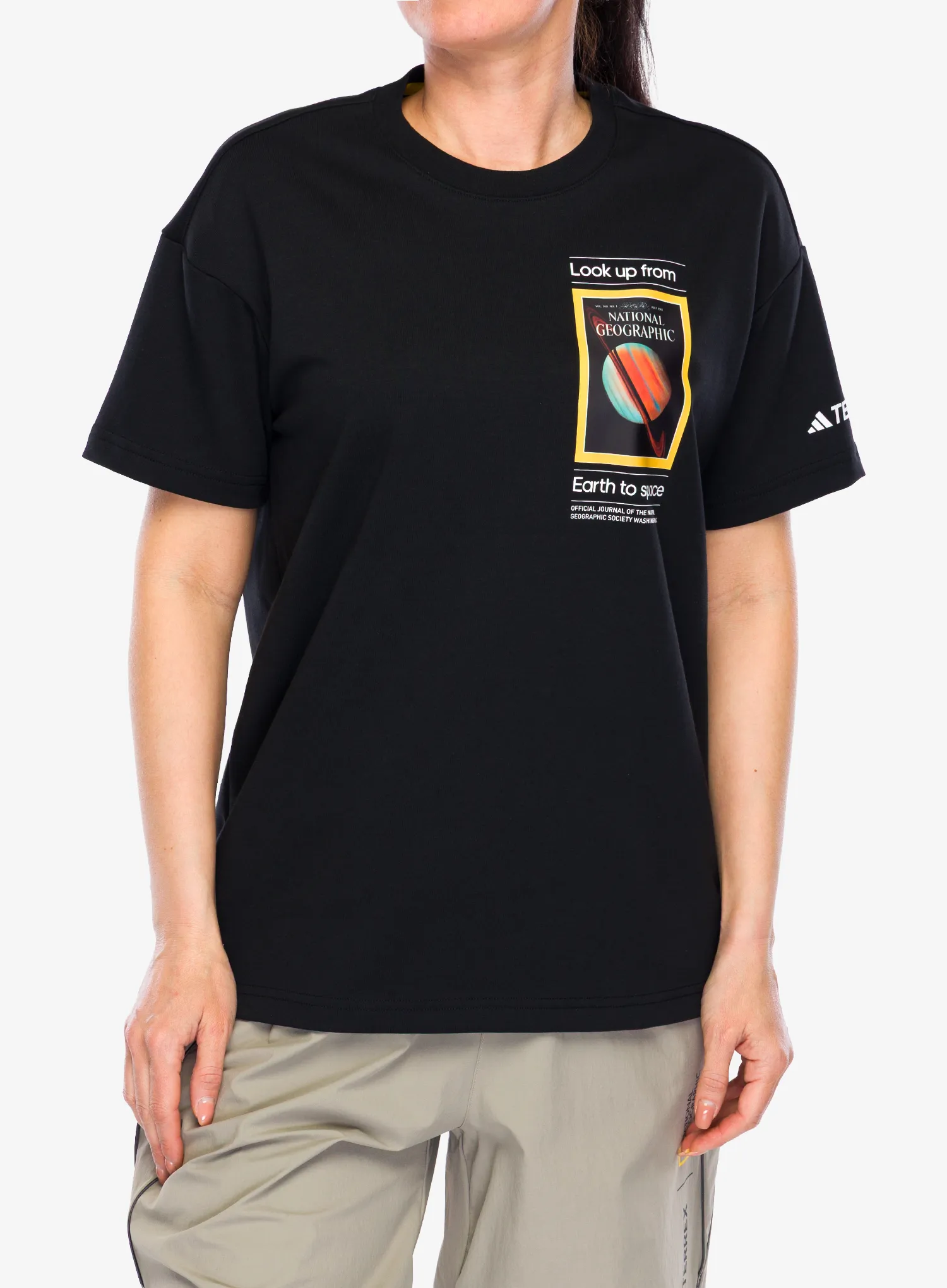 Tričko s potiskem adidas TERREX National Geographic UF AEROREADY GFX Tee - black