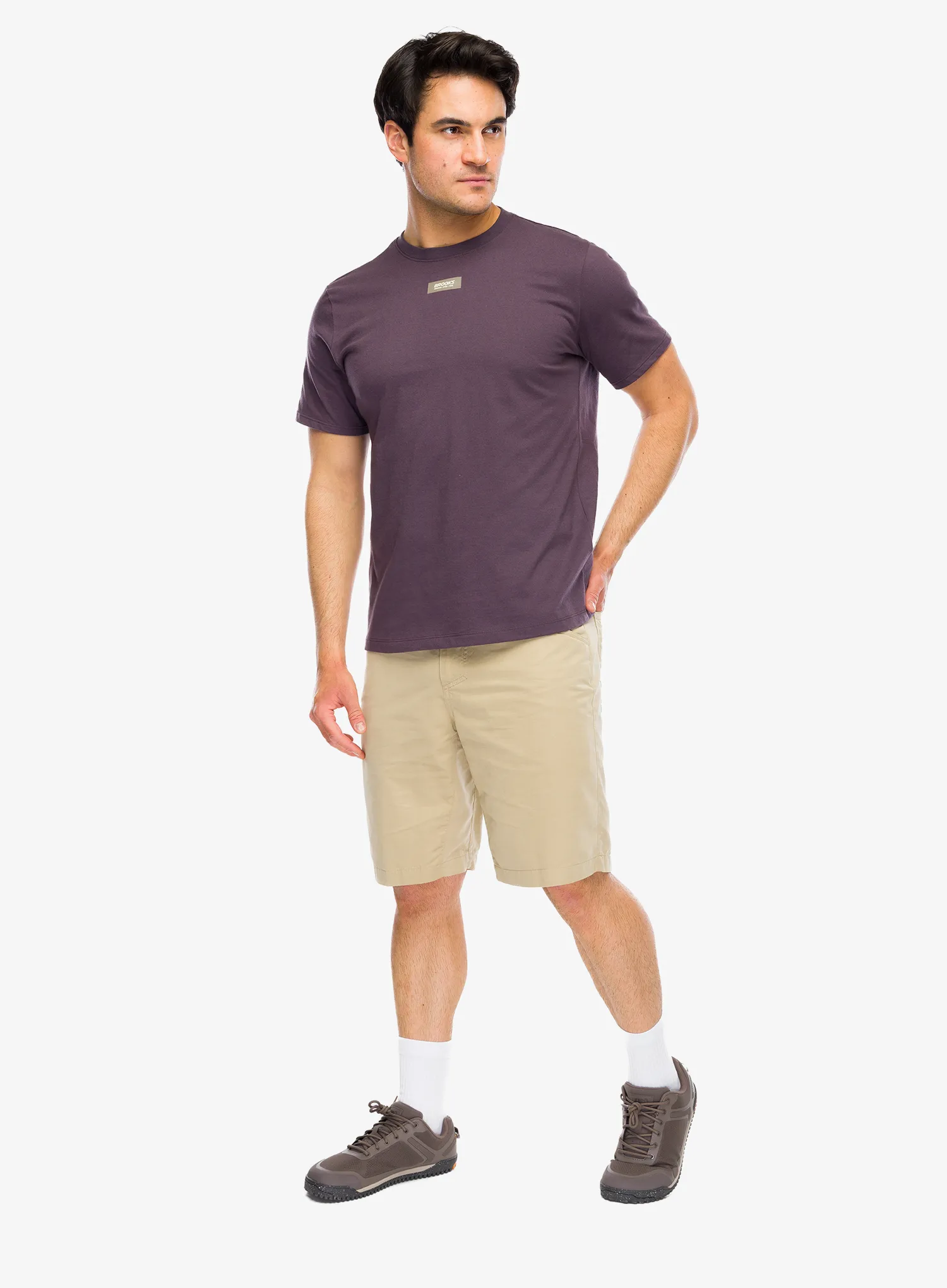 Tričko s potiskem Brooks Graphic Short Sleeve - dk russet/atomic blue