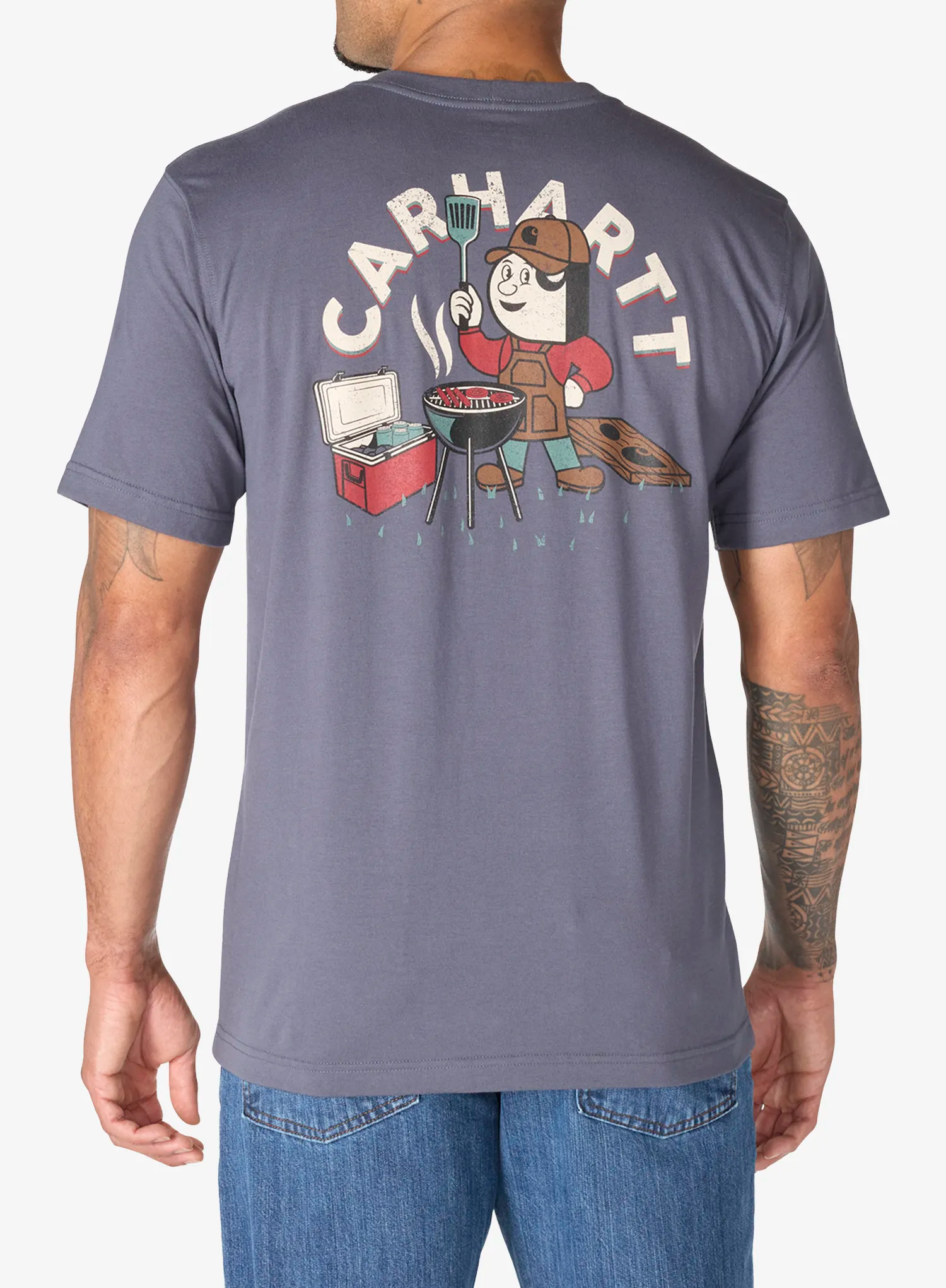 Tričko s potiskem Carhartt Irvine Relaxed Grill T-Shirt - bluestone