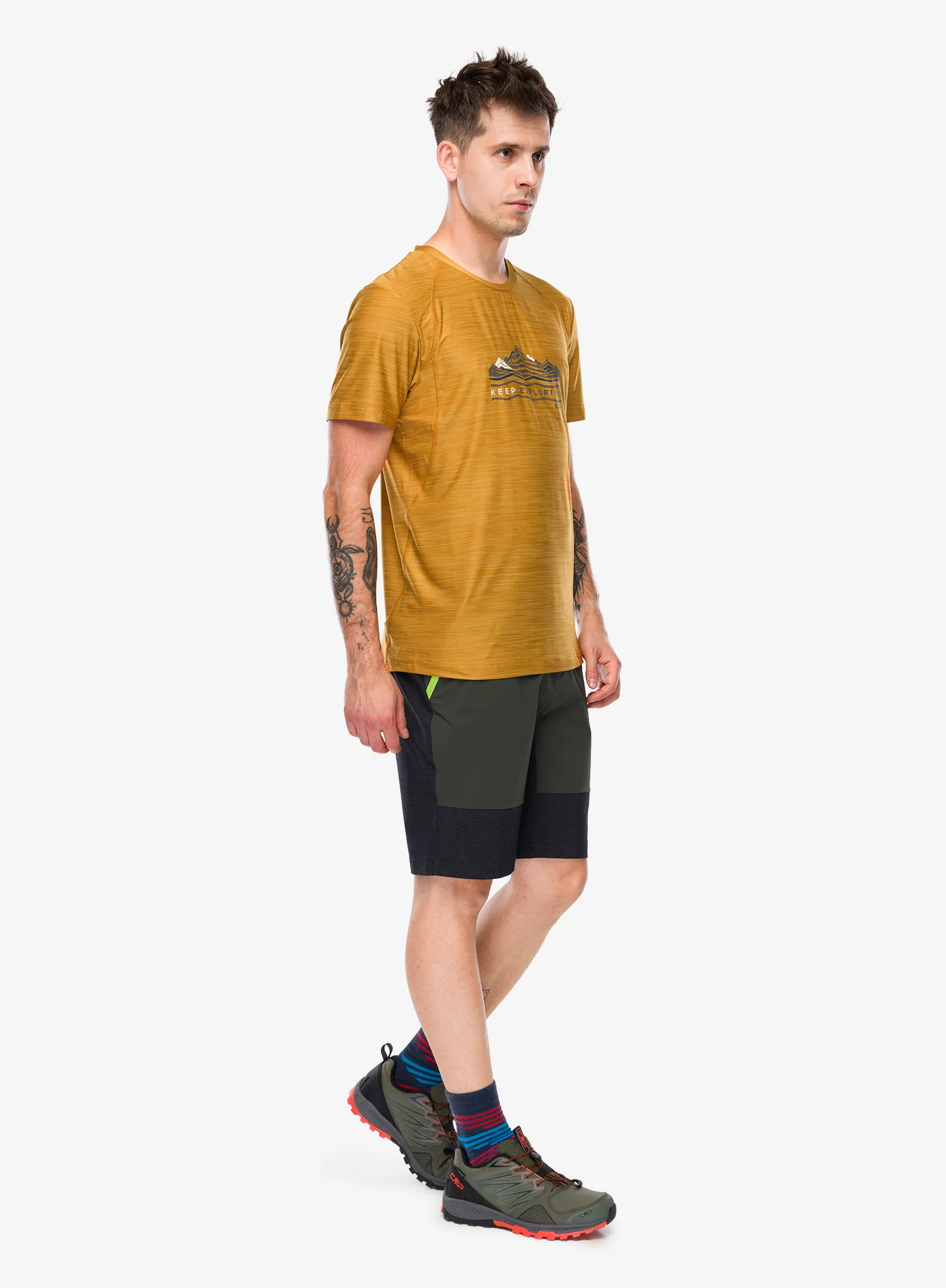 Tričko s potiskem CMP Toto T-Shirt Melange Stretch Jersey - curcuma