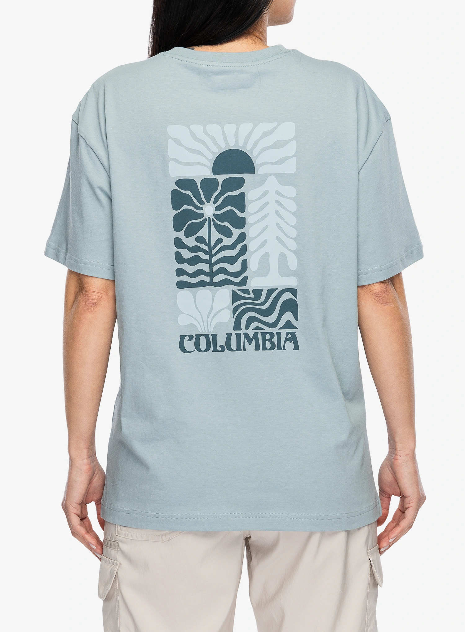 Dámské tričko s potiskem Columbia Rolling Bend Graphic Oversized Tee - crushed blue/floral groove