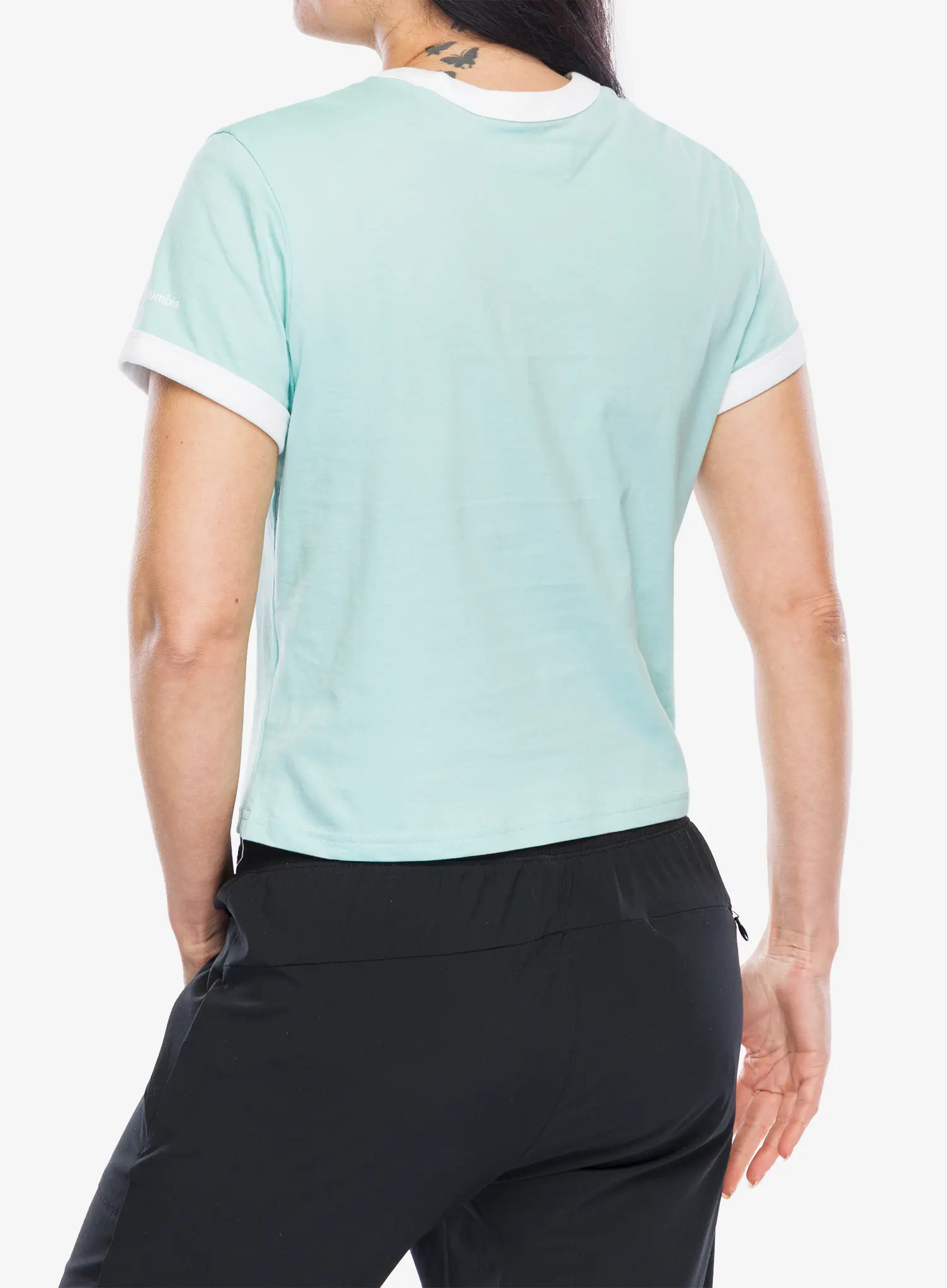 Dámské tričko s potiskem Columbia Rolling Bend Graphic Ringer Tee - spray/elevated script