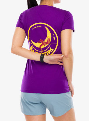 Dámské tričko s potiskem La Sportiva Climbing on the Moon T-Shirt - purple/yellow