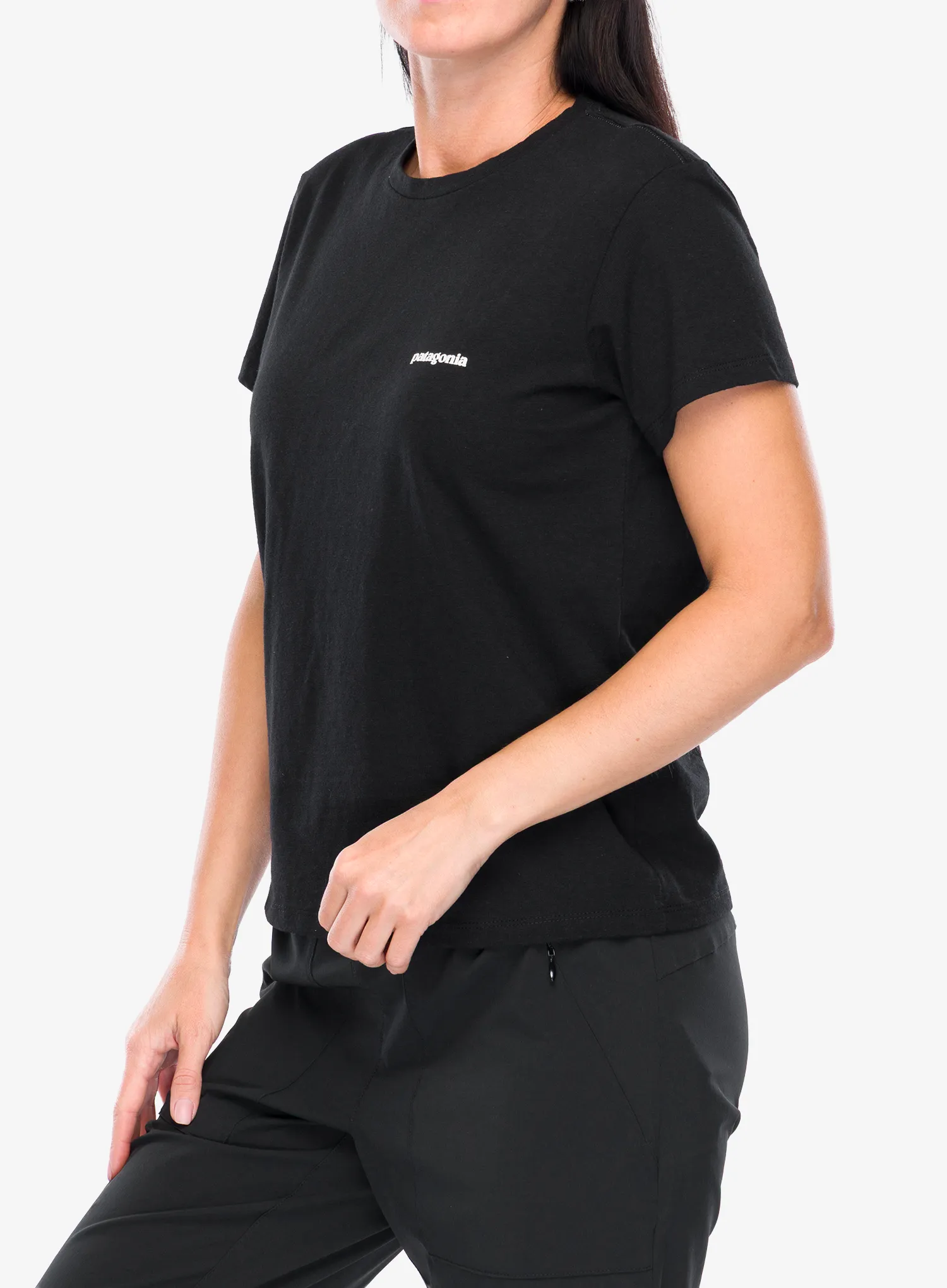 Dámské tričko s potiskem Patagonia P-6 Logo Responsibili-Tee - black