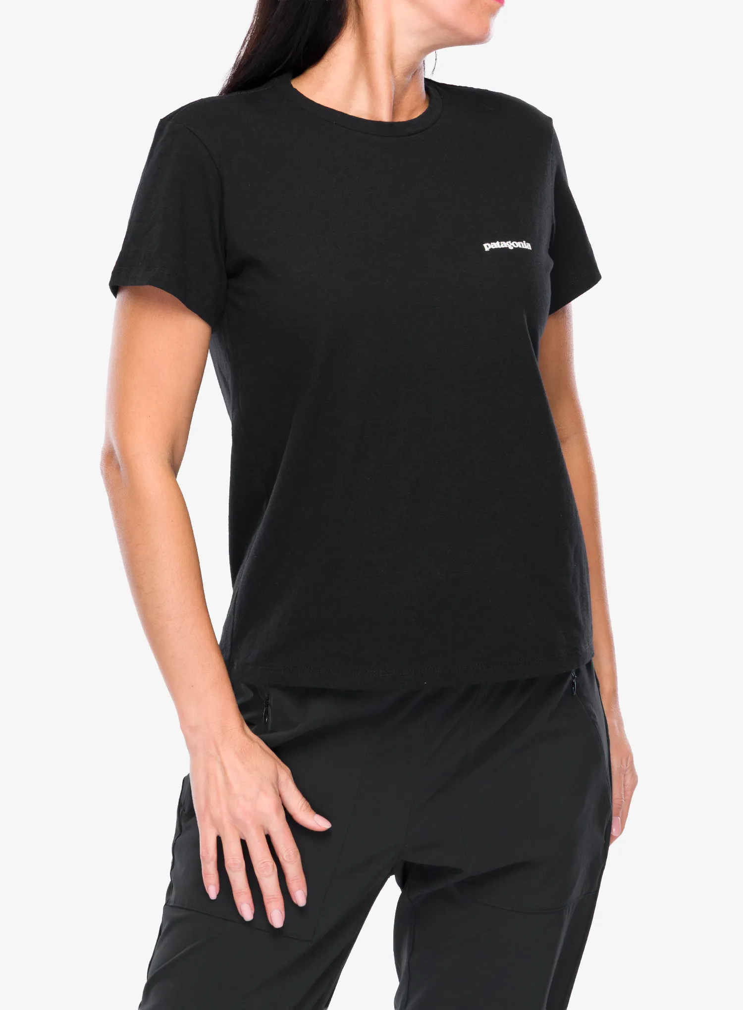 Dámské tričko s potiskem Patagonia P-6 Logo Responsibili-Tee - black