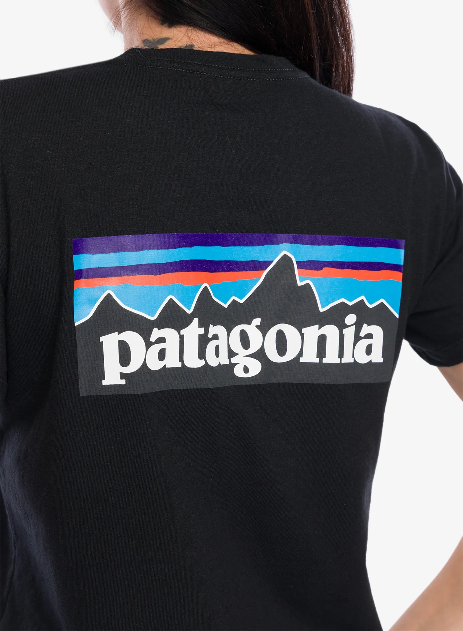 Dámské tričko s potiskem Patagonia P-6 Logo Responsibili-Tee - black