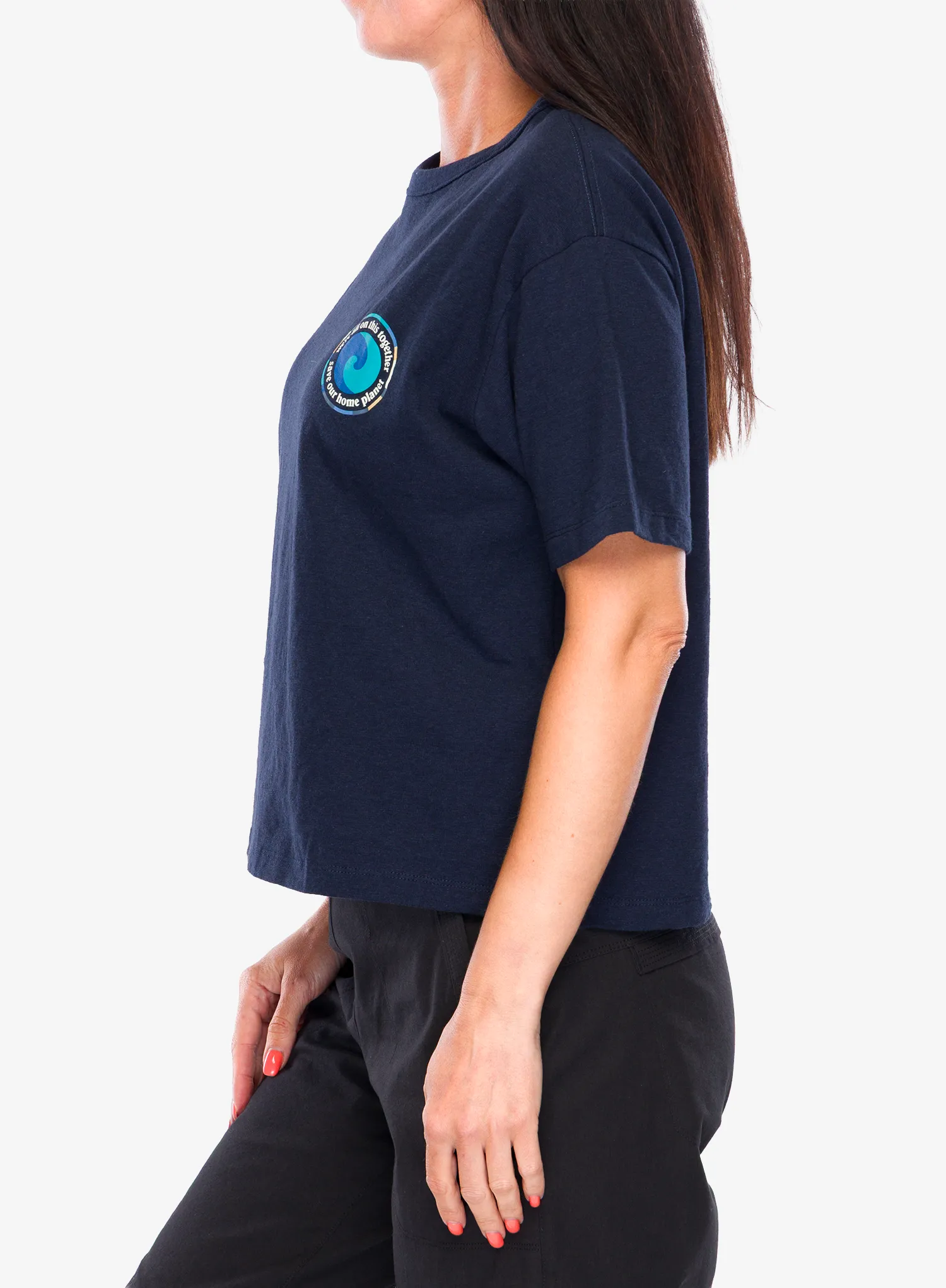 Dámské tričko s potiskem Patagonia Unity Fitz Easy Cut Responsibili-Tee - new navy