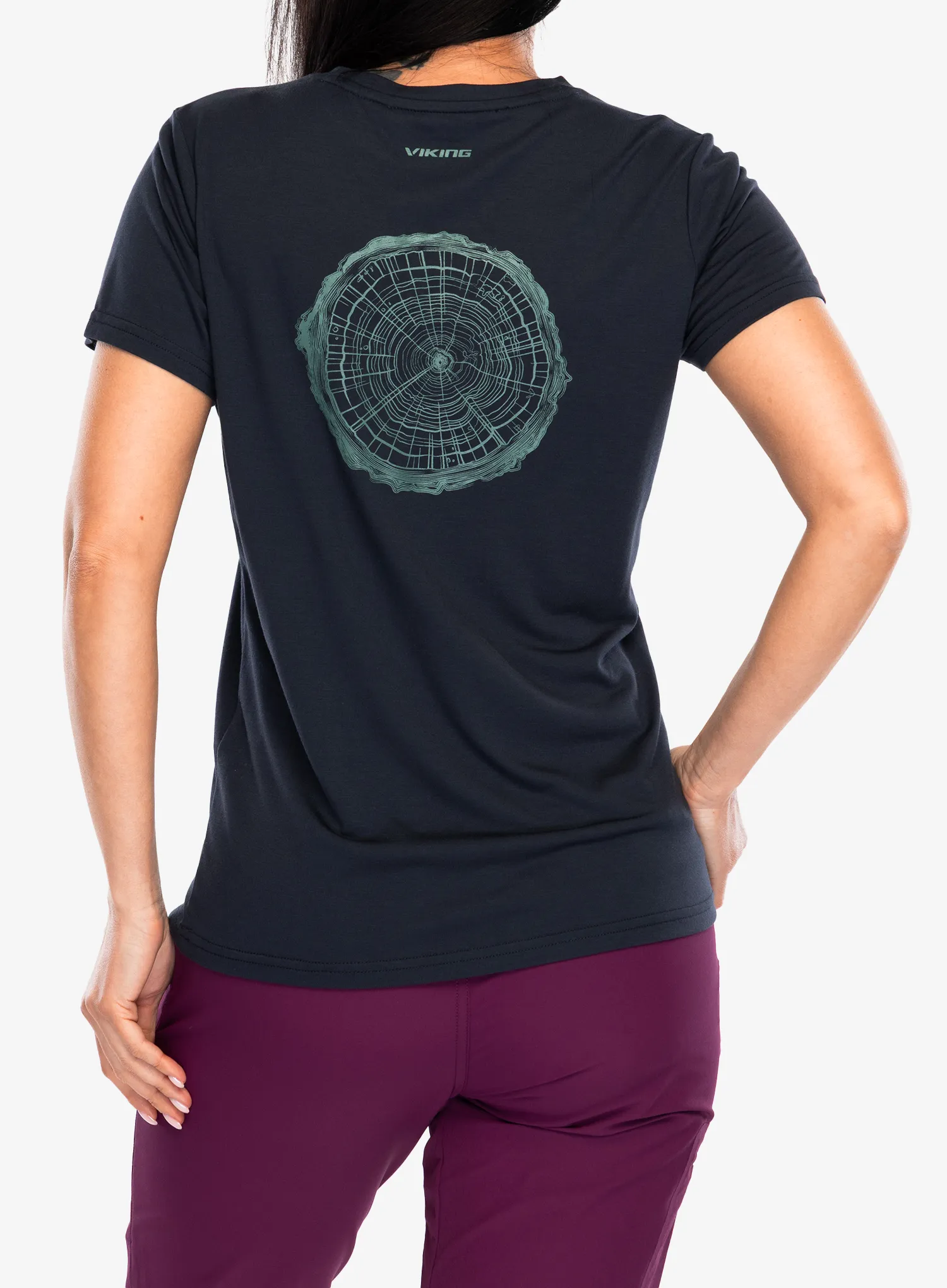 Dámské tričko s potiskem Viking Rune Bamboo - navy/turquise