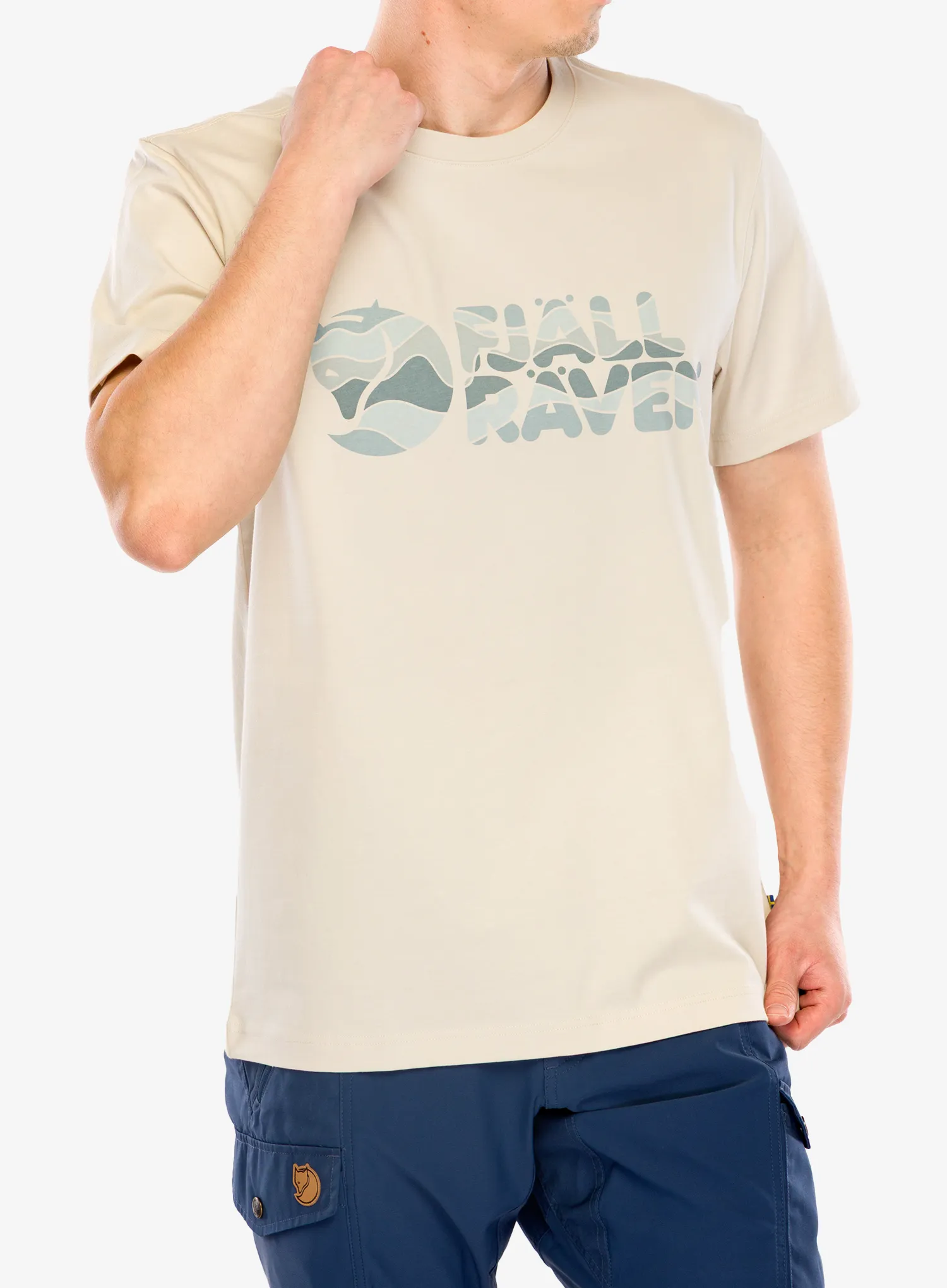 Tričko s potiskem Fjallraven Multicolor Logo T-shirt - chalk white