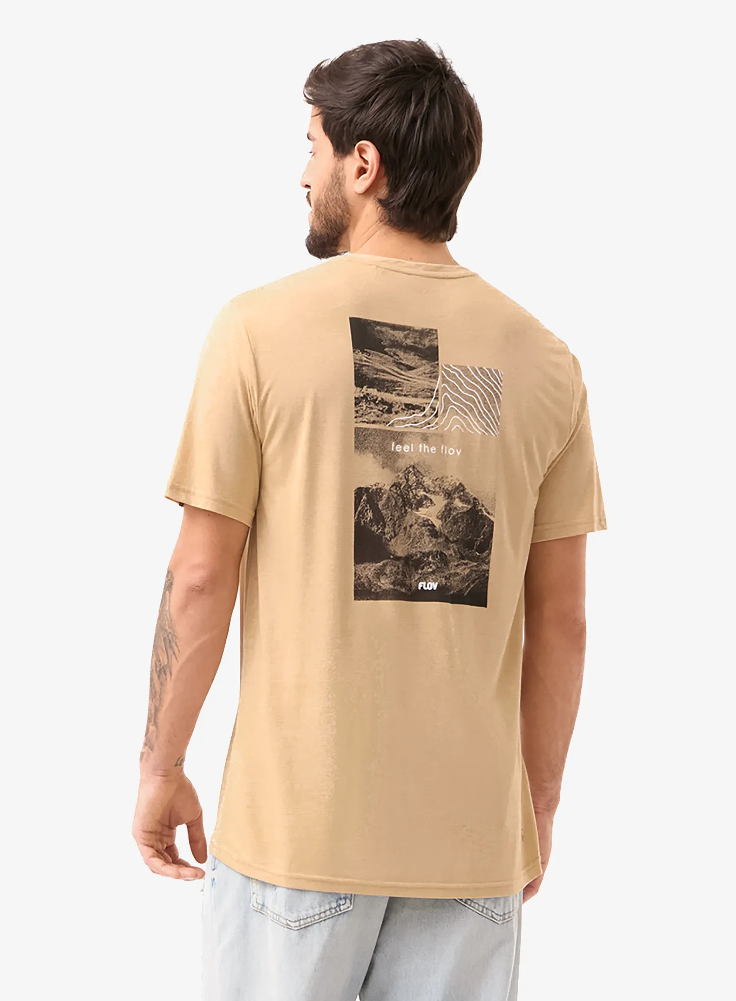Tričko s potiskem Flov Morro - beige/dark grey
