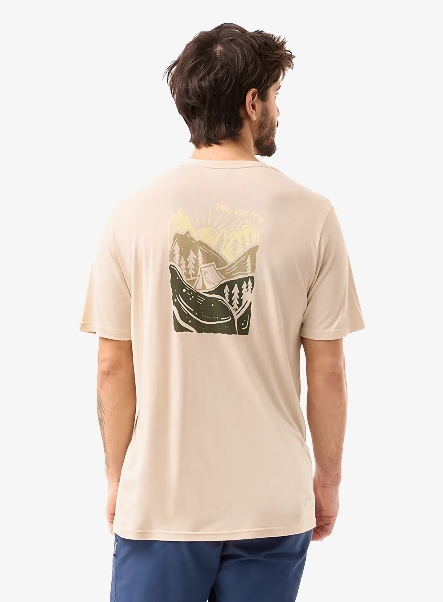 Tričko s potiskem Flov Timberon - beige/olive