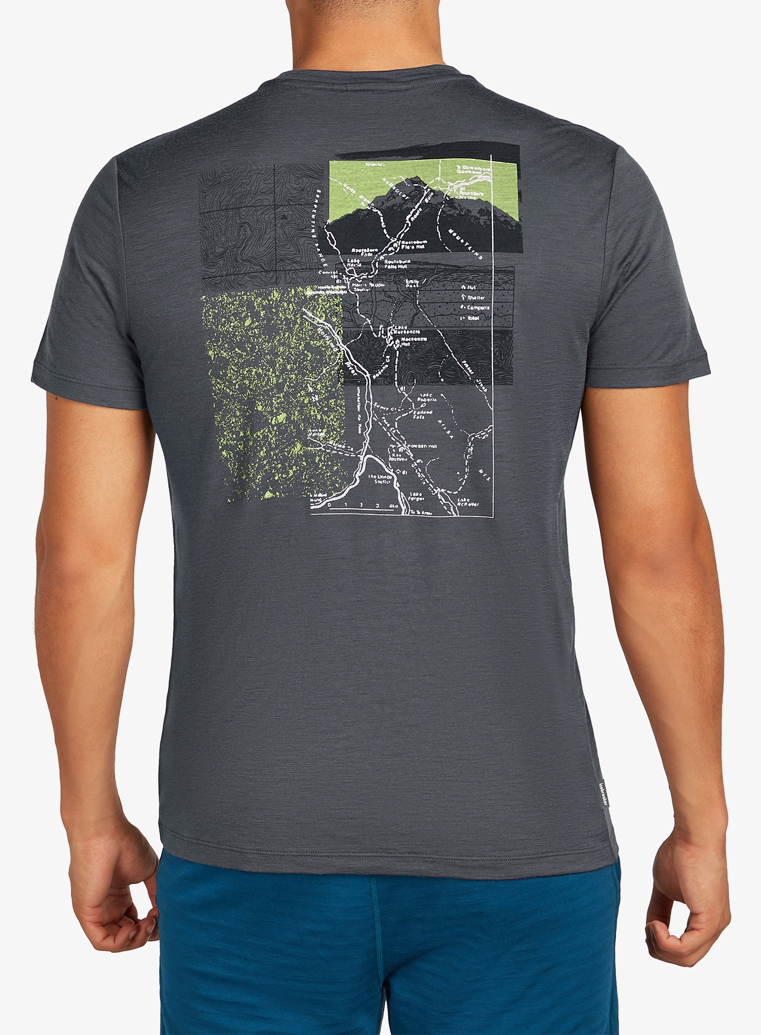 Tričko s potiskem Icebreaker Merino 150 Tech Lite SS Tee Infographic - obsidian