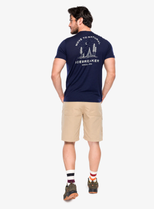 Tričko s potiskem Icebreaker Merino 150 Tech Lite SS Tee Peaceful Pass - midnight navy