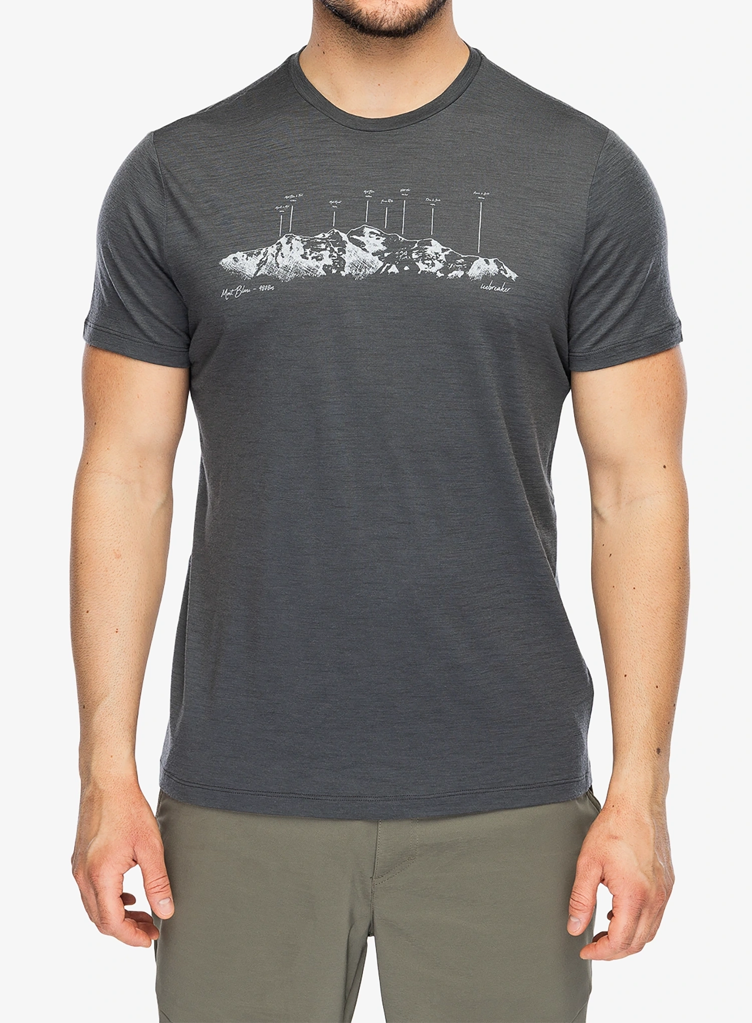 Tričko s potiskem Icebreaker Merino 150 Tech Lite SS Tee The Peaks - obsidian