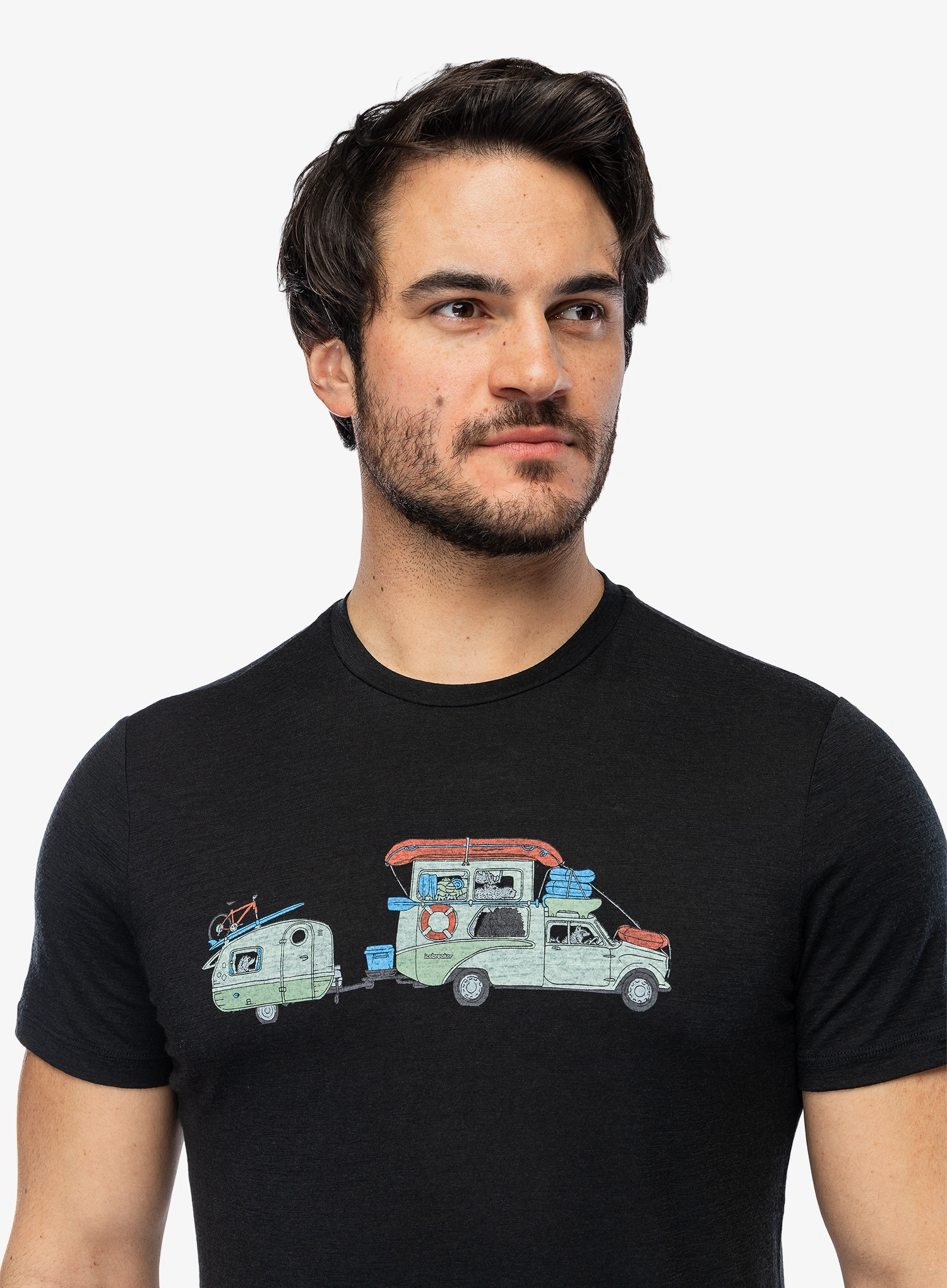Tričko s potiskem Icebreaker Merino 150 Tech Lite SS Tee Transportage - black