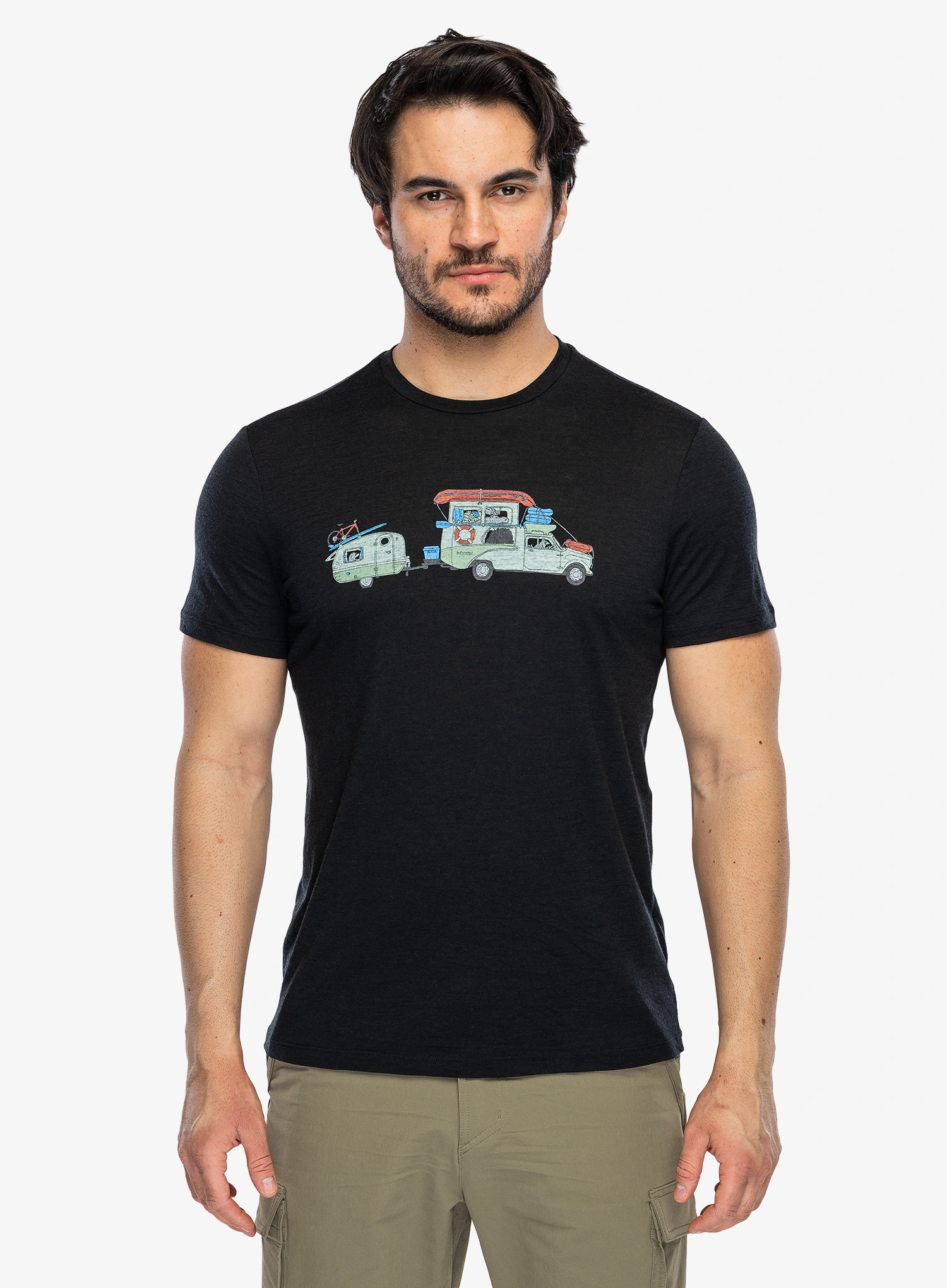 Tričko s potiskem Icebreaker Merino 150 Tech Lite SS Tee Transportage - black