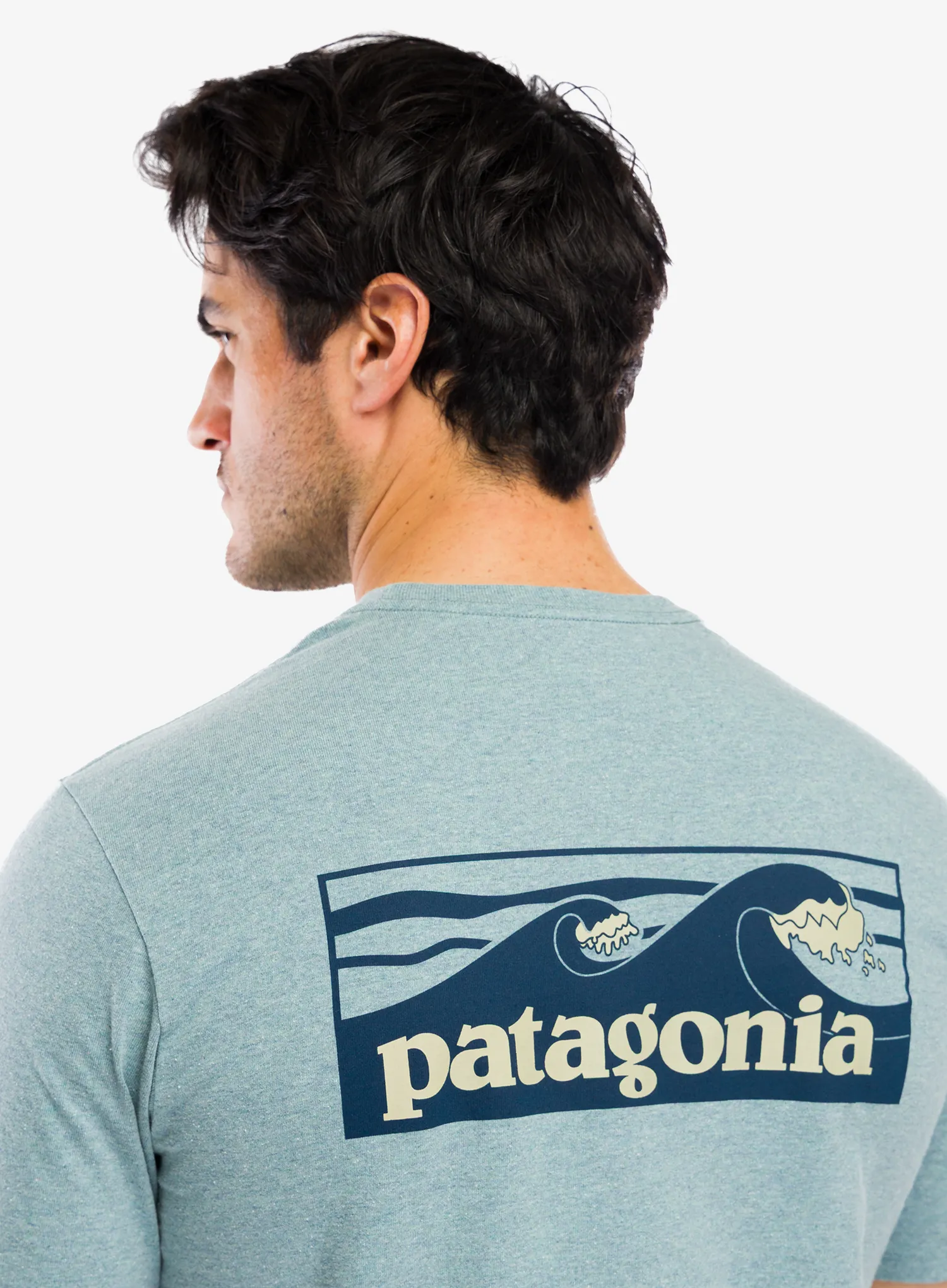 Tričko s potiskem Patagonia Boardshort Logo Pocket Responsibili-Tee - blue sage
