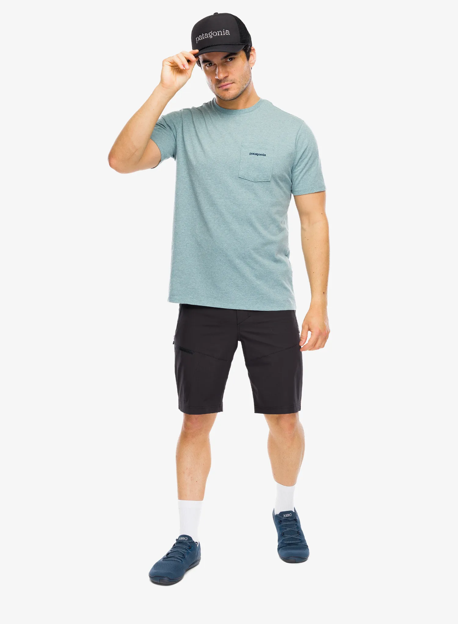 Tričko s potiskem Patagonia Boardshort Logo Pocket Responsibili-Tee - blue sage