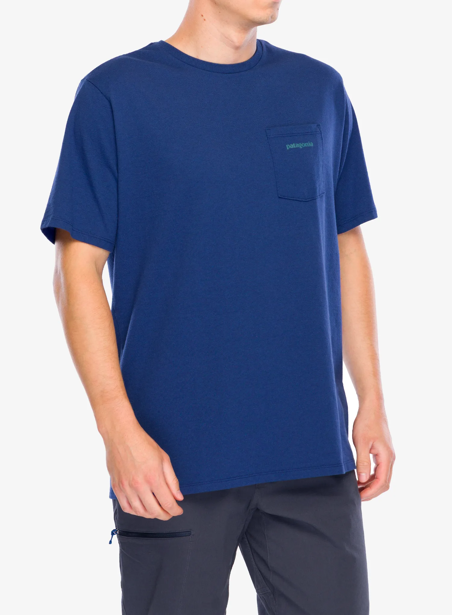 Tričko s potiskem Patagonia Boardshort Logo Pocket Responsibili-Tee - clement blue