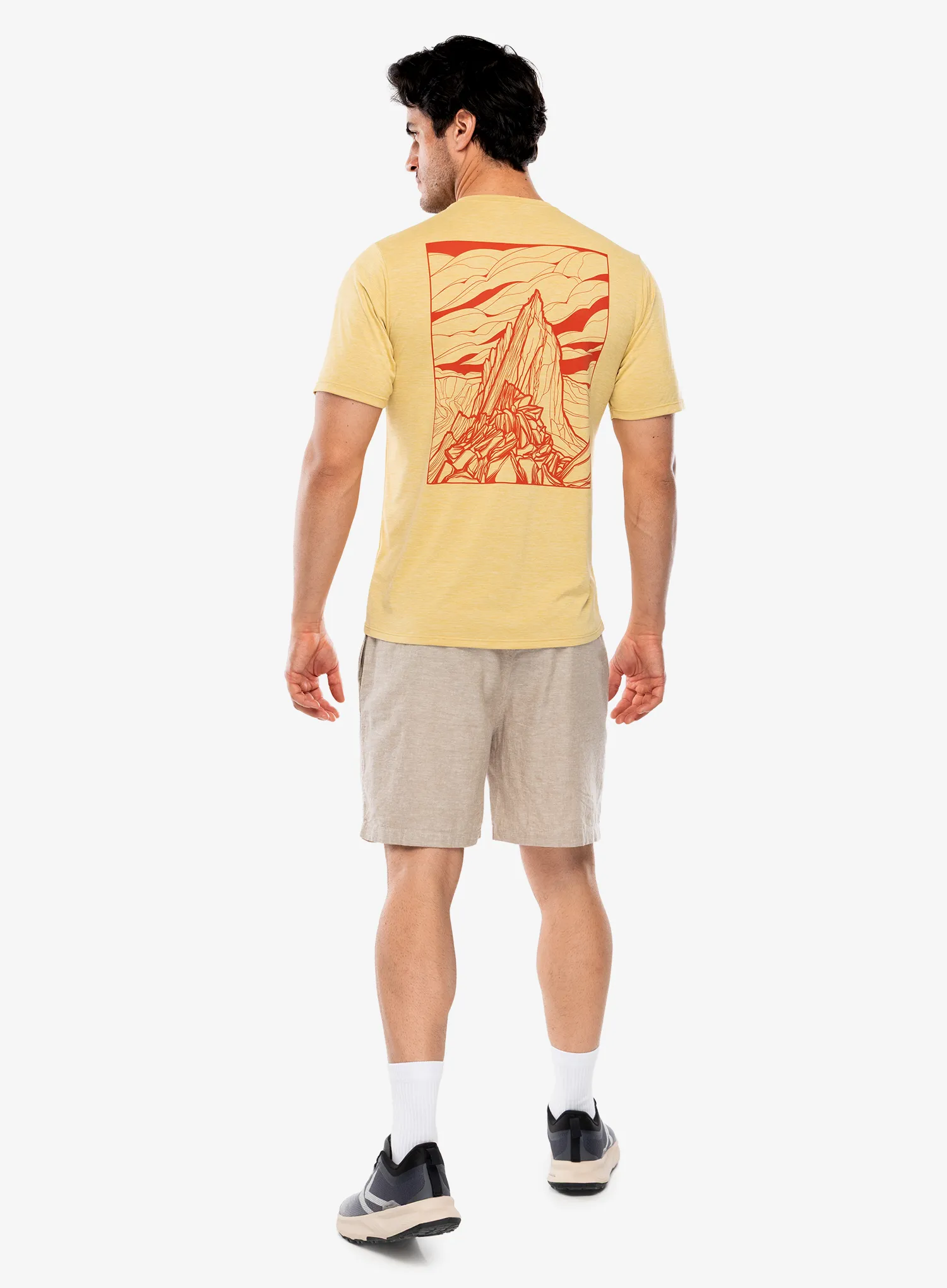 Tričko s potiskem Patagonia Cap Cool Daily Shirt Cloud Crag - l.yellow/light l.yellow x-dye