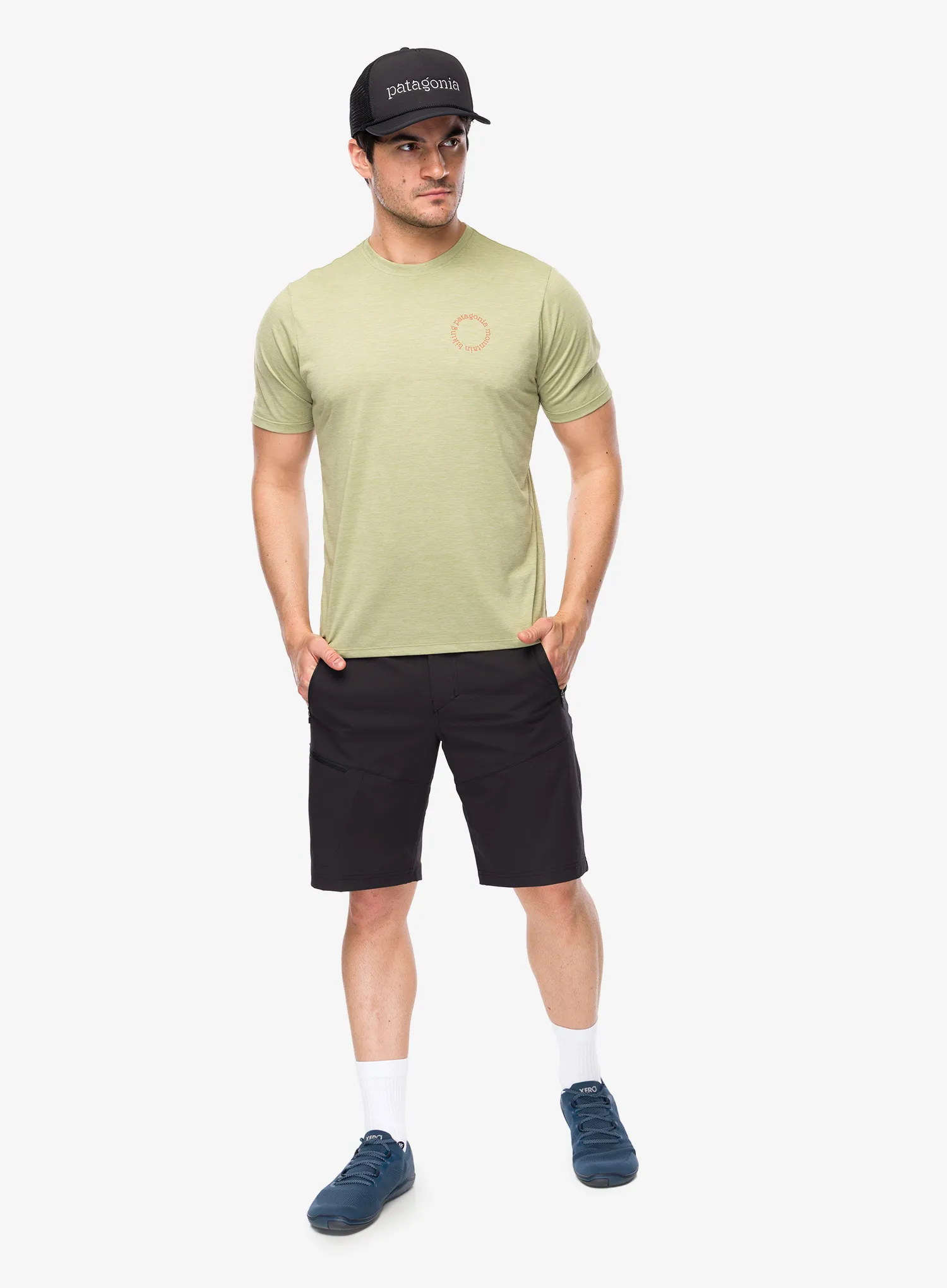 Tričko s potiskem Patagonia Cap Cool Daily Shirt Spoke Stencil - g.green/light g.green x-dye