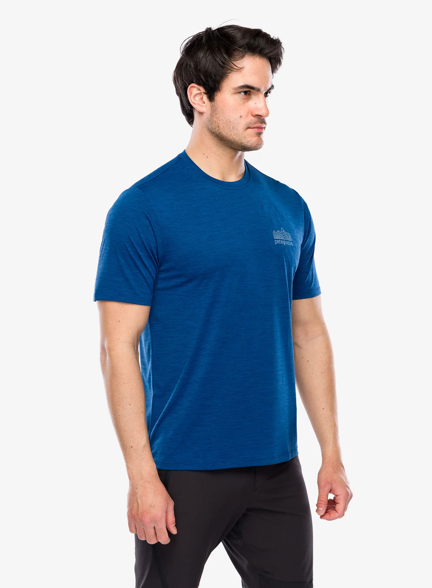 Tričko s potiskem Patagonia Cap Cool Daily Shirt Strataspire - c.blue/light c.blue x-dye