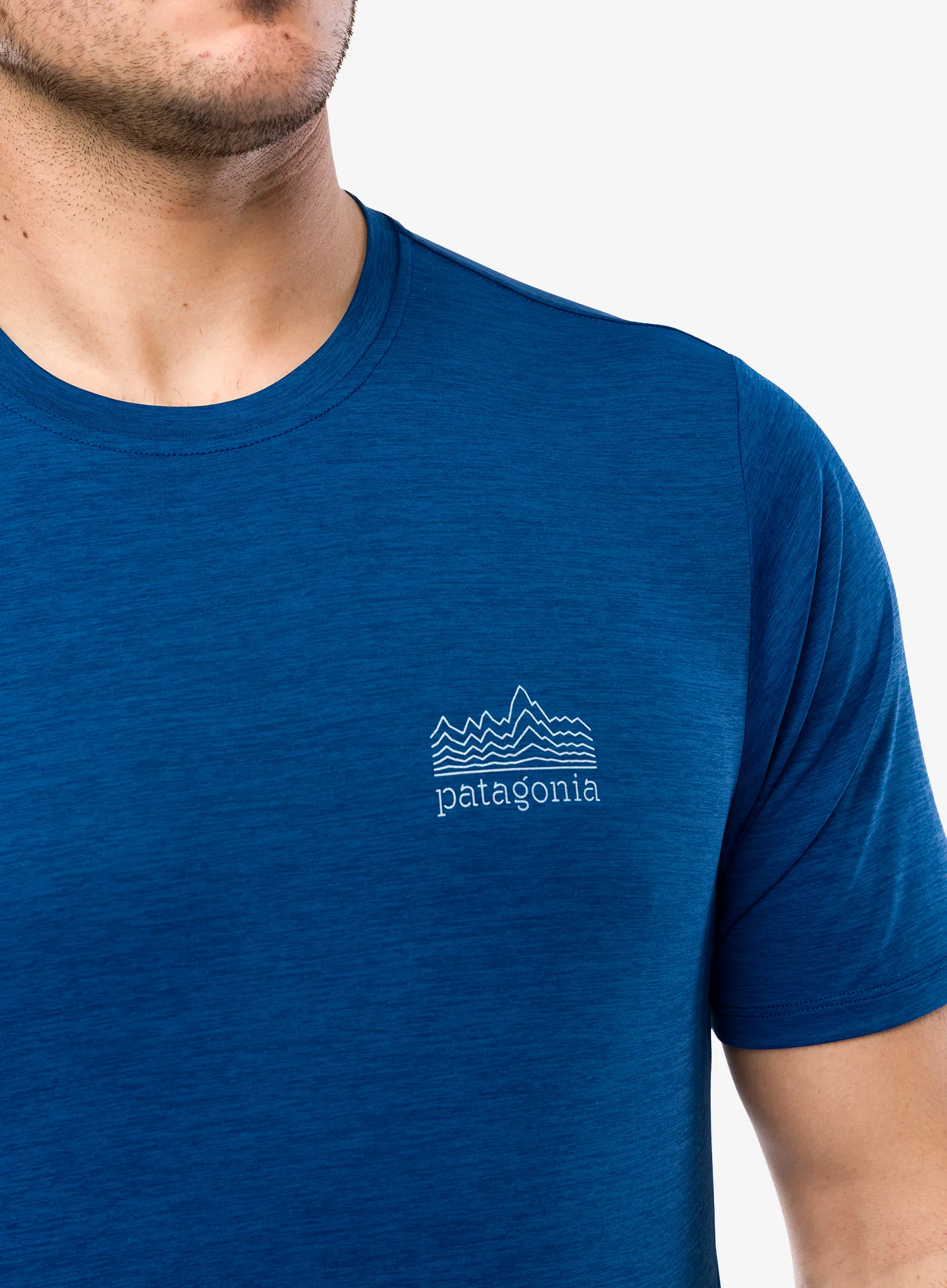 Tričko s potiskem Patagonia Cap Cool Daily Shirt Strataspire - c.blue/light c.blue x-dye