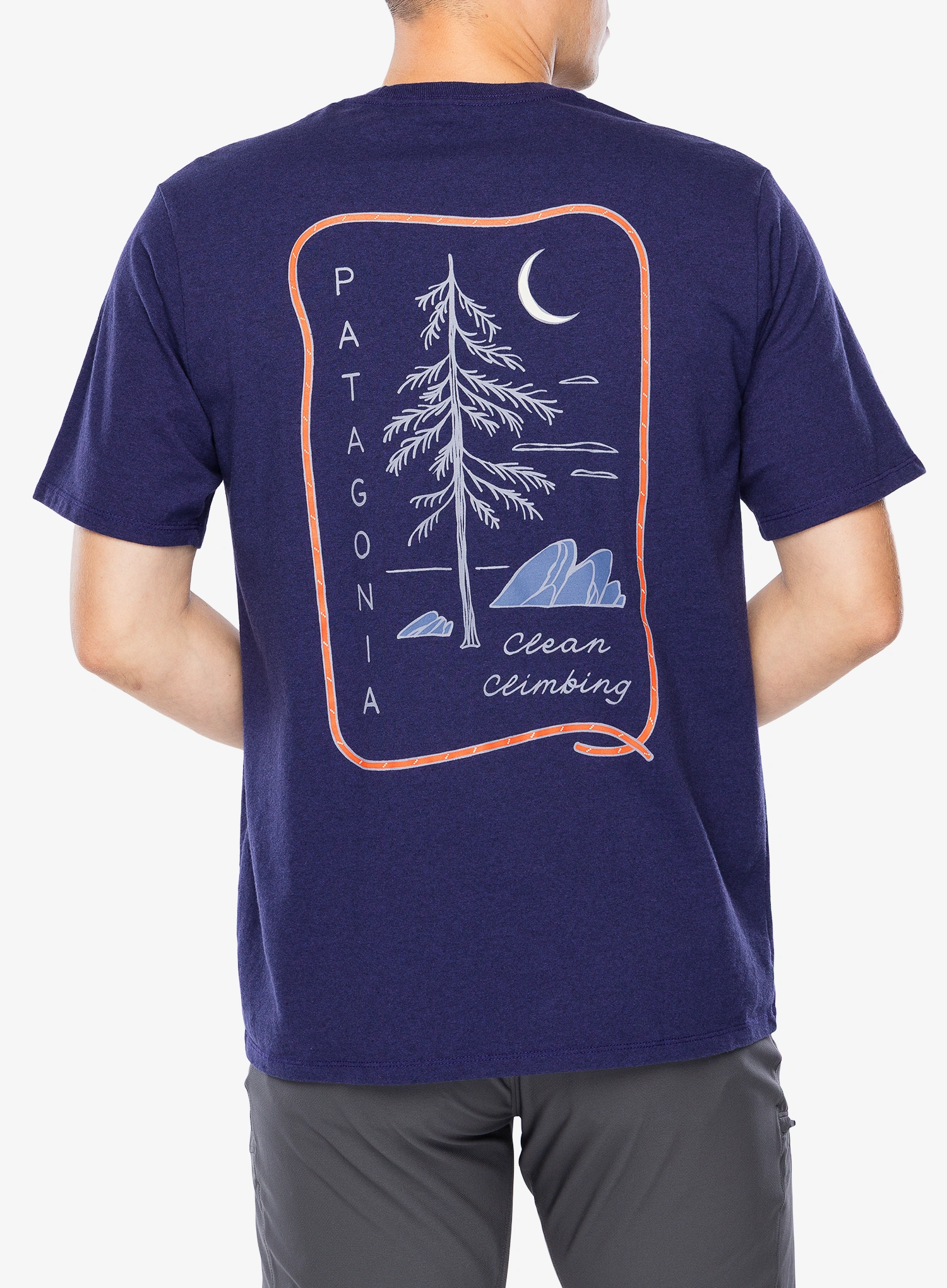 Tričko s potiskem Patagonia Clean Climb Roots Responsibili-Tee - plummet purple