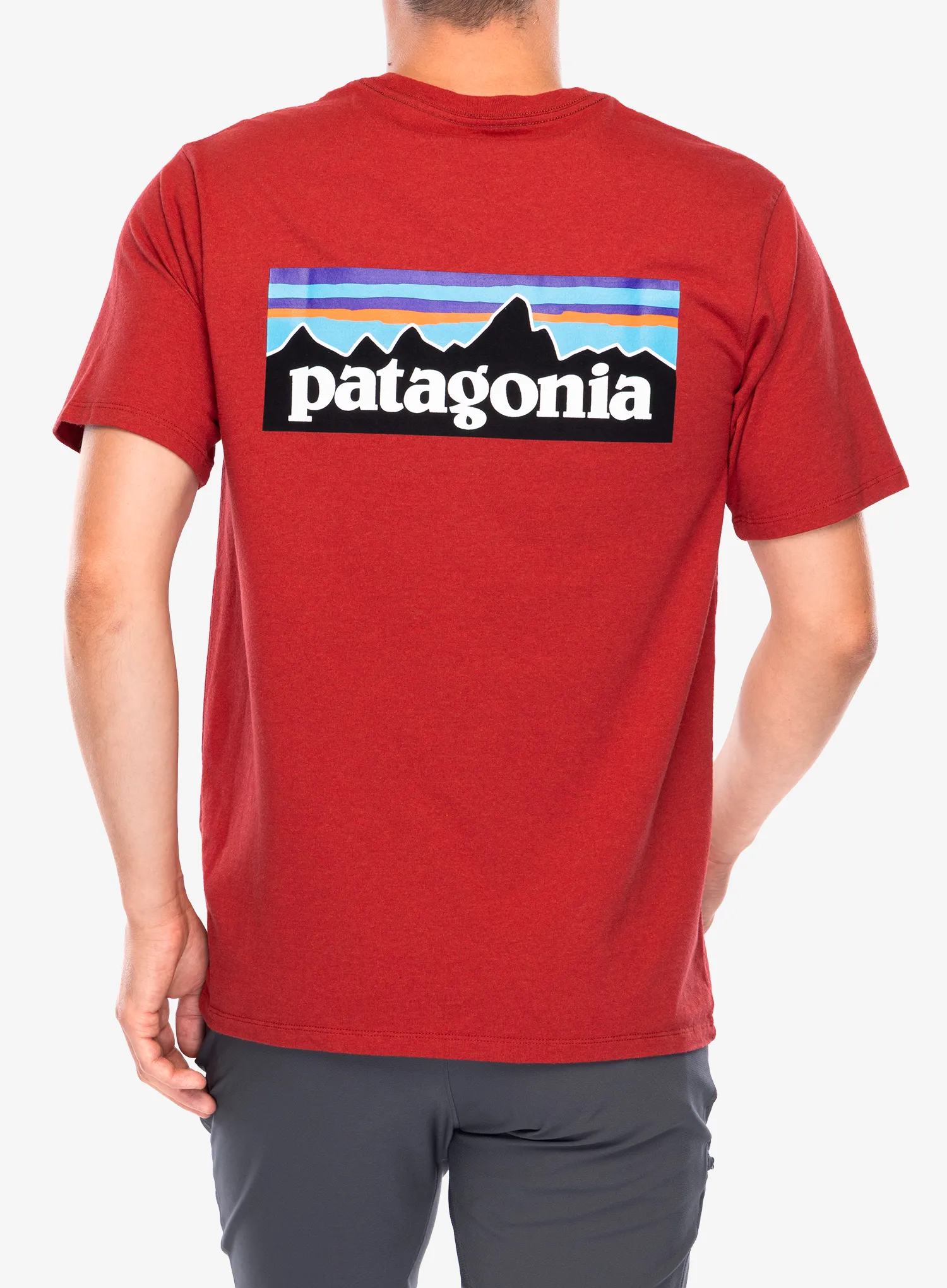 Tričko s potiskem Patagonia P-6 Logo Responsibili-Tee - amanita red