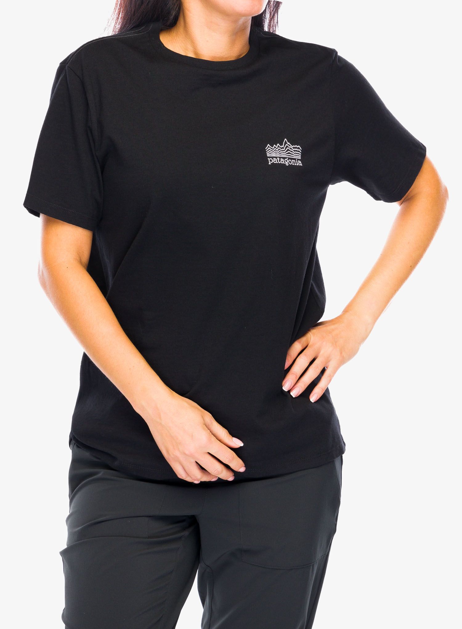 Tričko s potiskem Patagonia Strataspire Responsibili-Tee - black