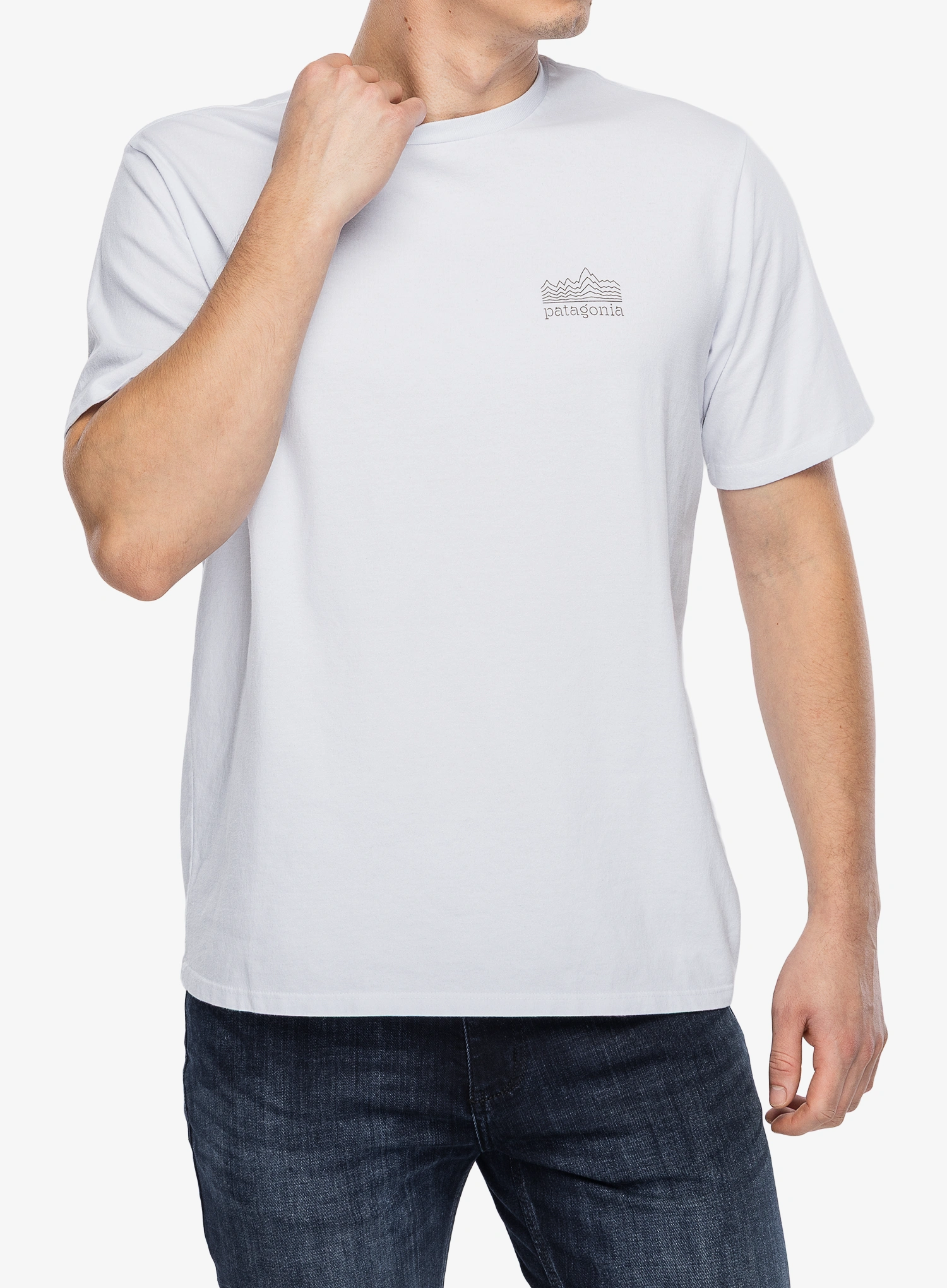 Tričko s potiskem Patagonia Strataspire Responsibili-Tee - white