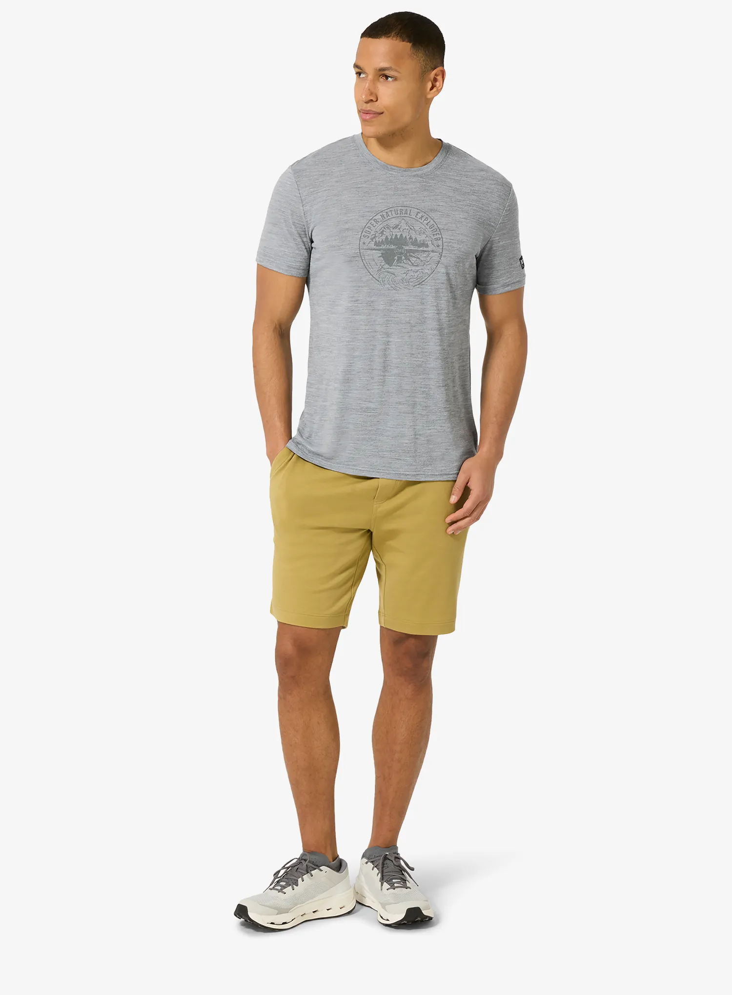 Tričko s potiskem Super.natural Exploring Tee - c.mere grey mel/c.mere gry mel