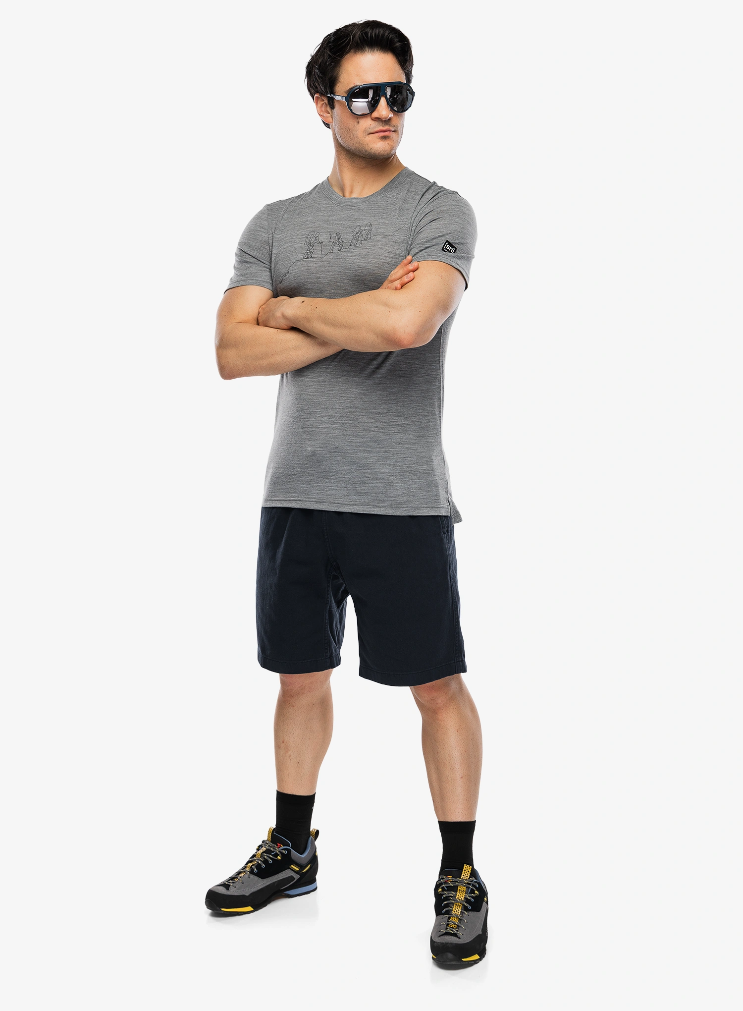 Tričko s potiskem Super.natural Hiking Tee - c.mere grey mel/c.mere gry mel