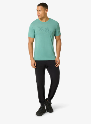 Tričko s potiskem Super.natural Kanulines Tee - lagoon green/blueberry