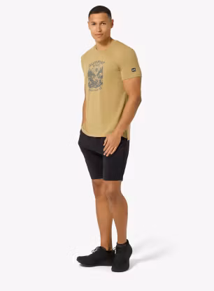 Tričko s potiskem Super.natural Summer Break Tee - sahara/cashmere grey melange