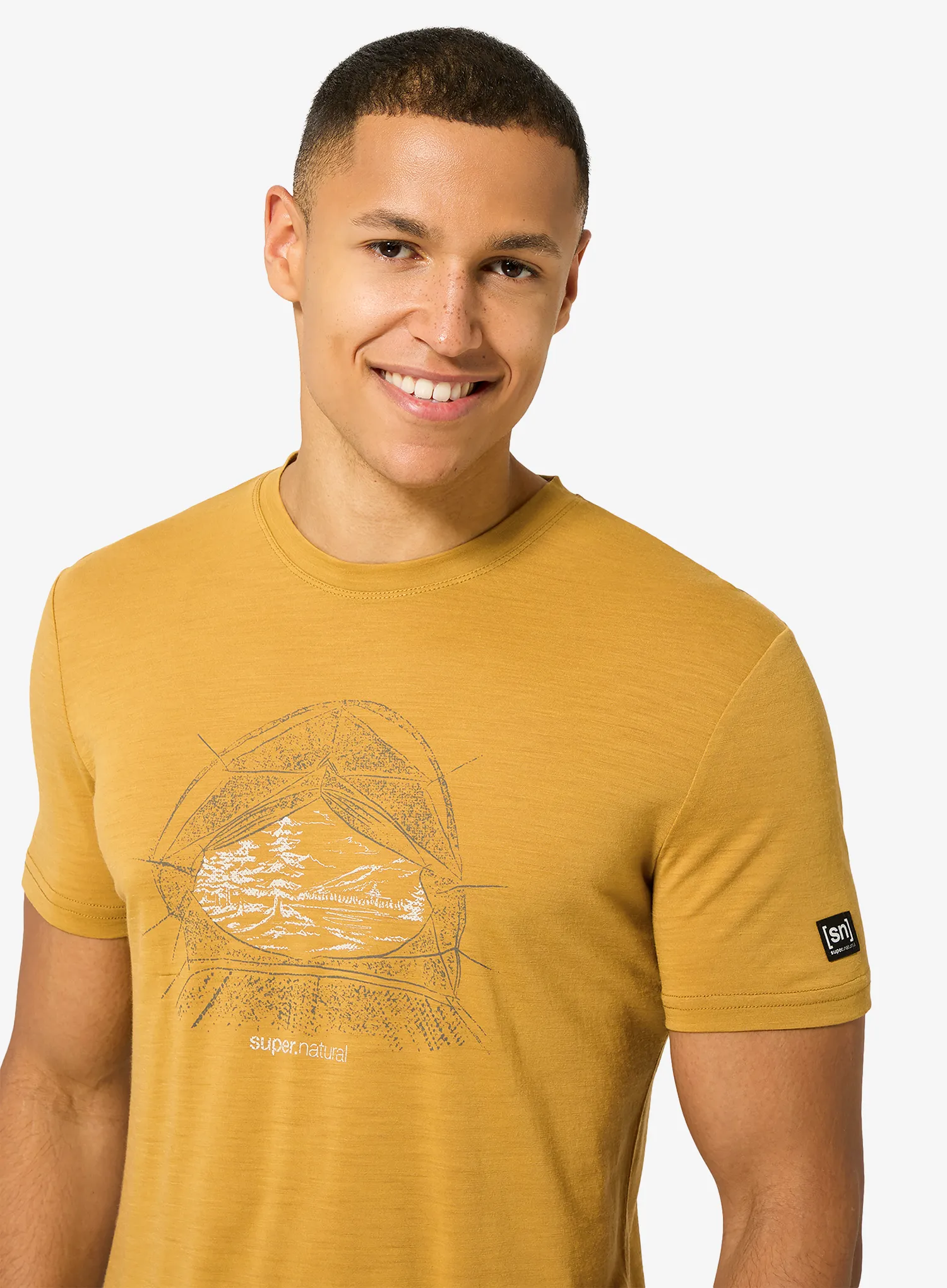 Tričko s potiskem Super.natural Tent View Tee - dried tobacco/various